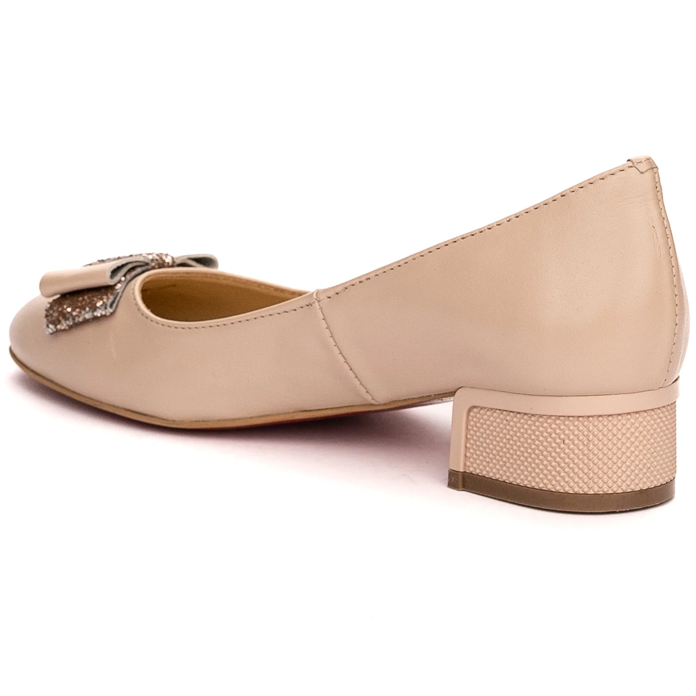 Pantofi dama din piele naturala bej cu toc mic 3.5 cm 13492 - Image 2