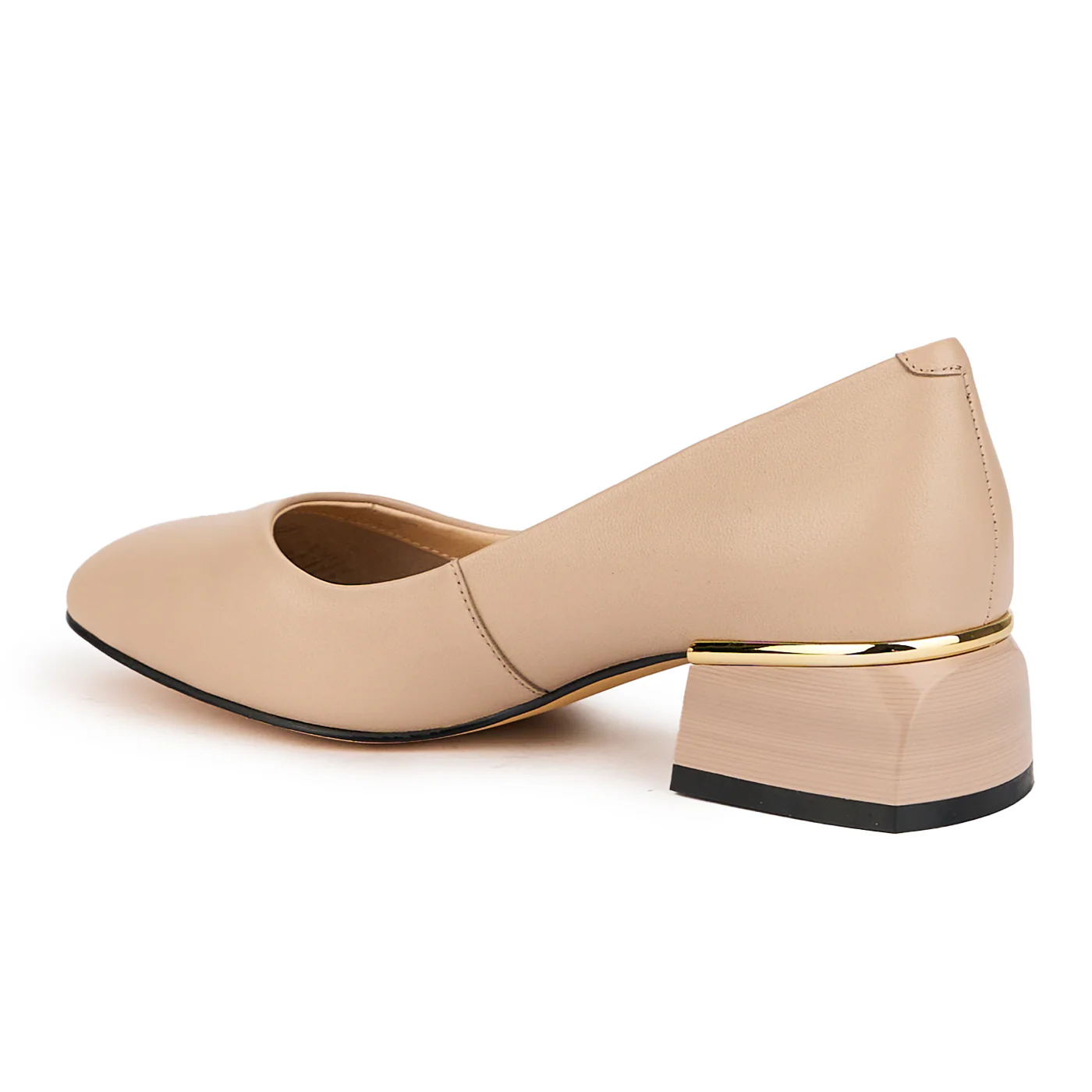 Pantofi dama din piele naturala bej cu toc mic 4 cm 16090 - Image 2