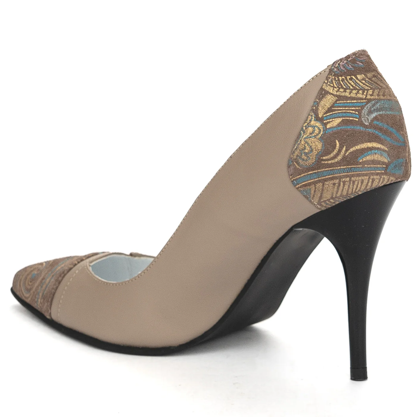 Pantofi dama din piele naturala bej cu toc subtire 10 cm 13846 - Image 2