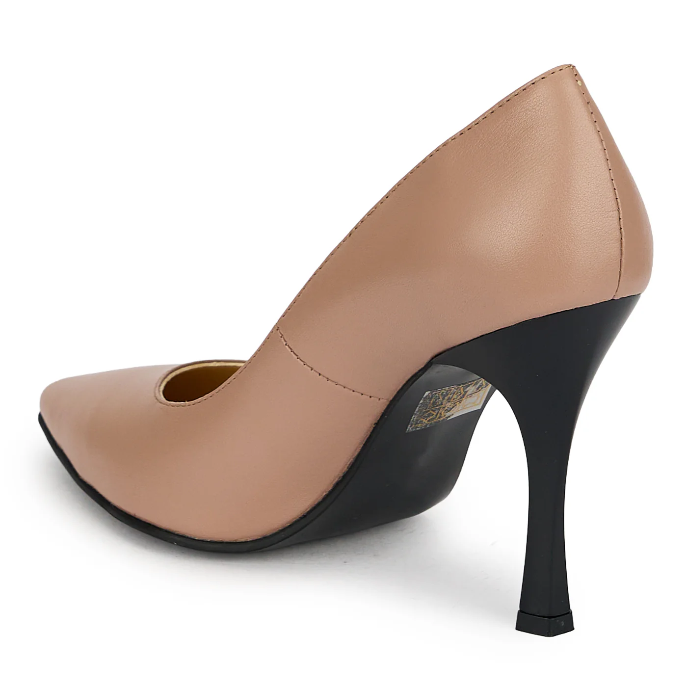 Pantofi dama din piele naturala bej cu toc subtire 10 cm 19828 - Image 2