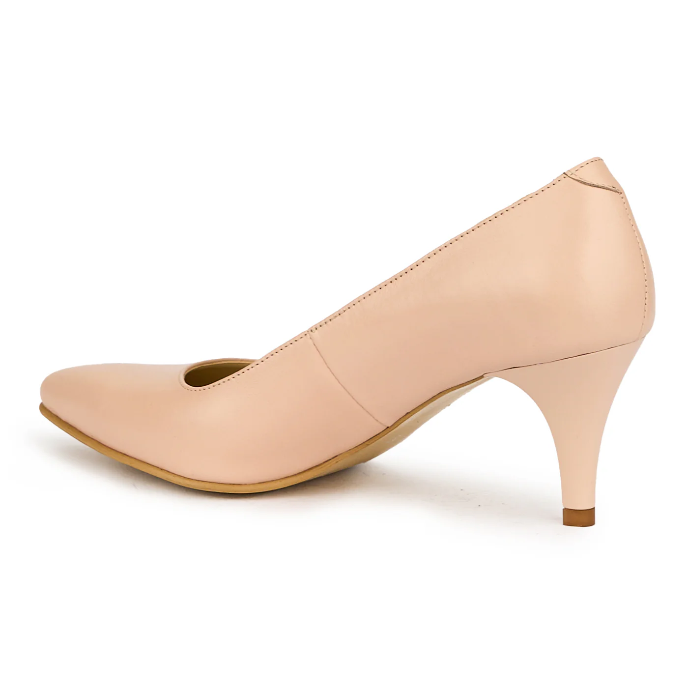 Pantofi dama din piele naturala bej cu toc subtire 7 cm 15063 - Image 2