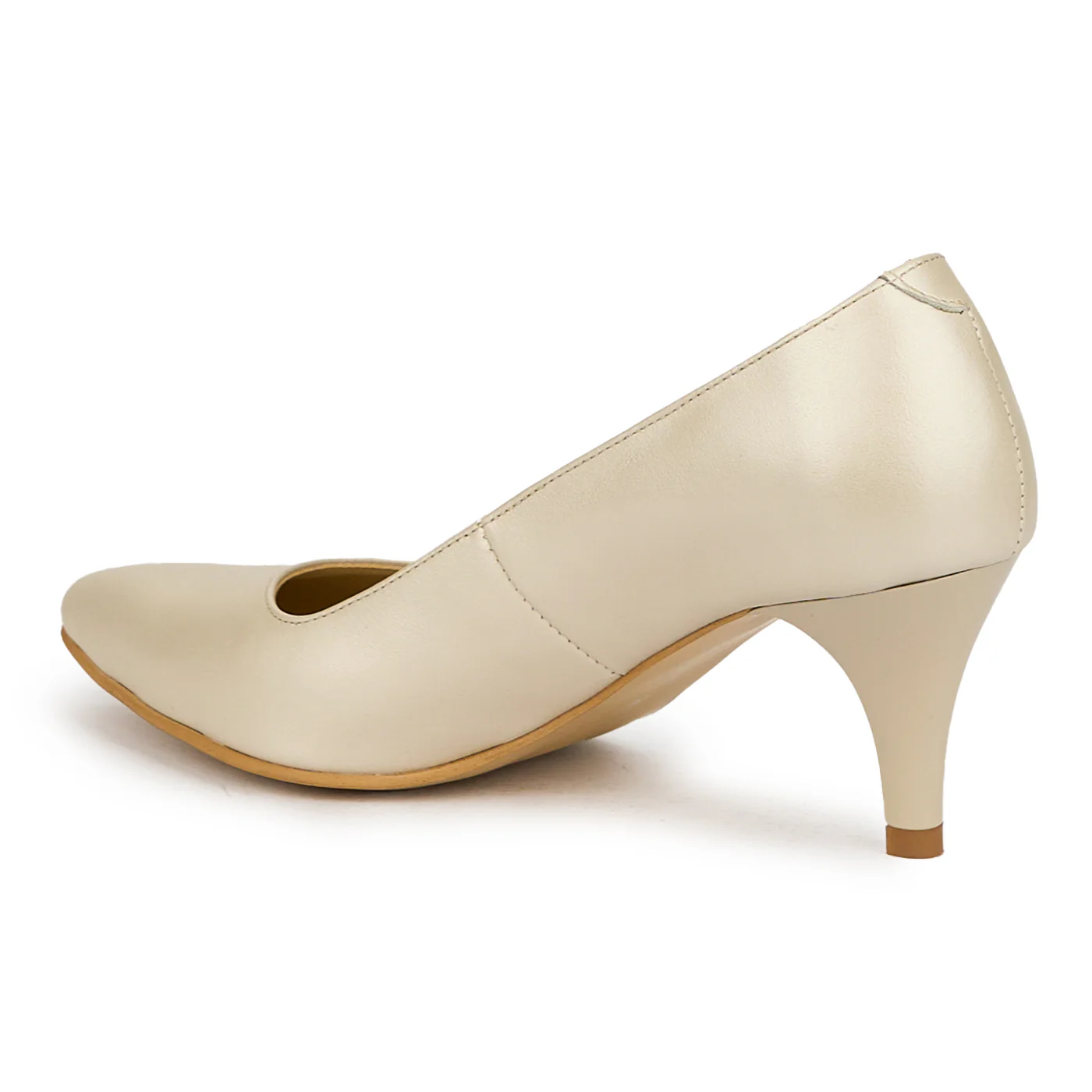 Pantofi dama din piele naturala bej cu toc subtire 7 cm 15065 - Image 2