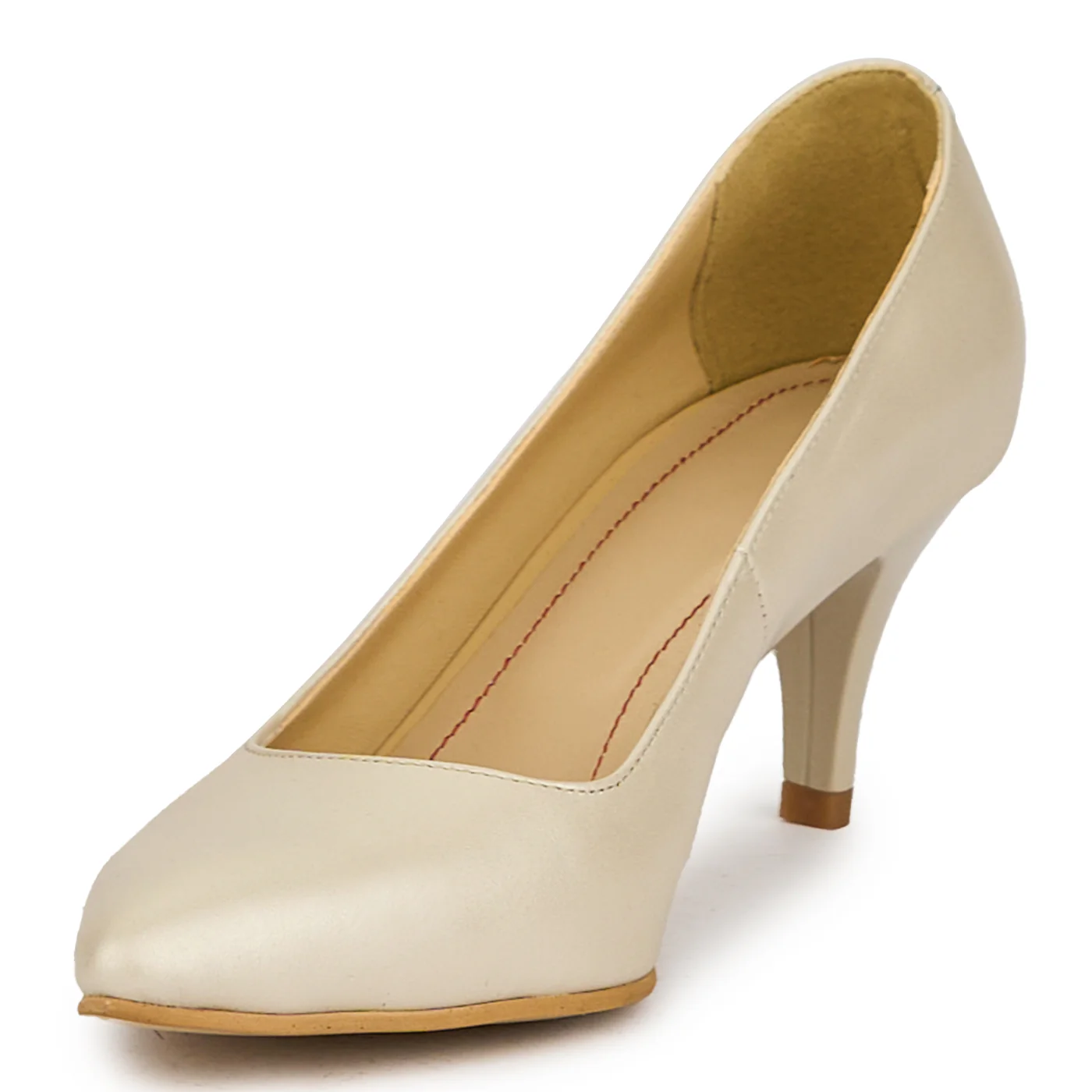 Pantofi dama din piele naturala bej cu toc subtire 7 cm 15065 - Image 3