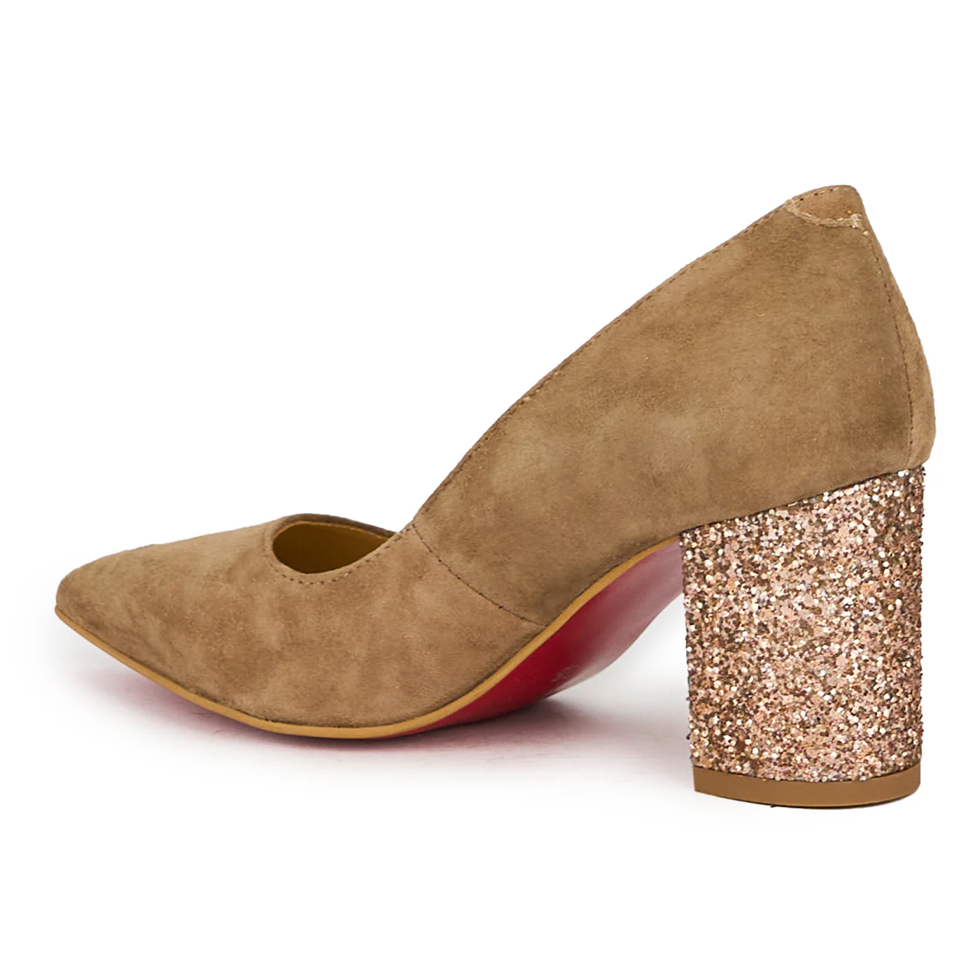 Pantofi dama din piele naturala bej-nude cu toc gros 6 cm 15747 - Image 2