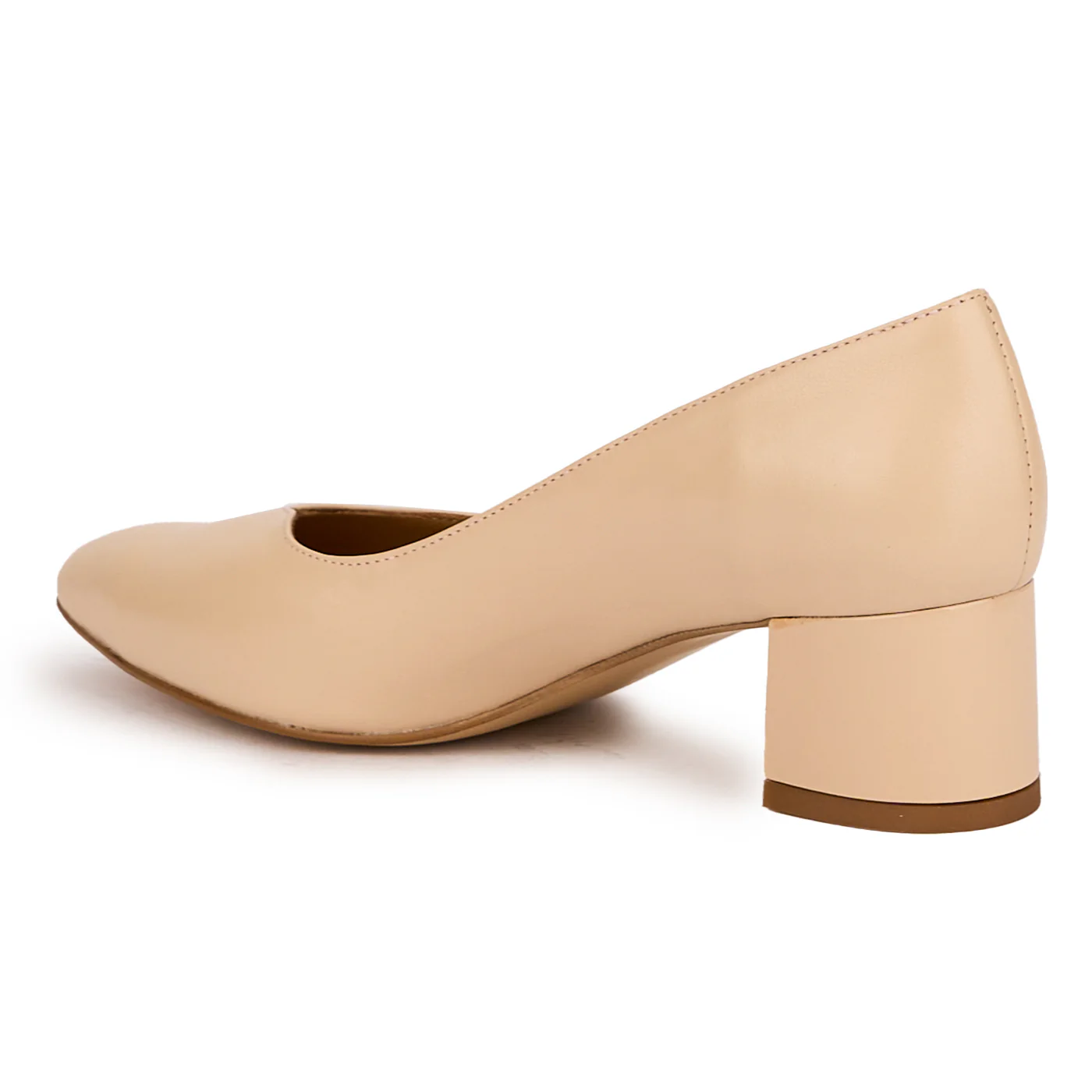 Pantofi dama din piele naturala bej-nude cu toc mic 4.5 cm 16502 - Image 2