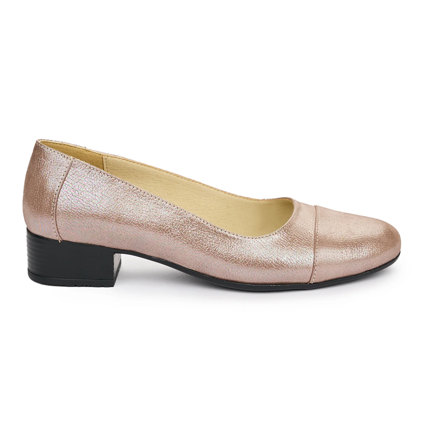 Pantofi dama din piele naturala bej sidef cu toc de 3cm 13094