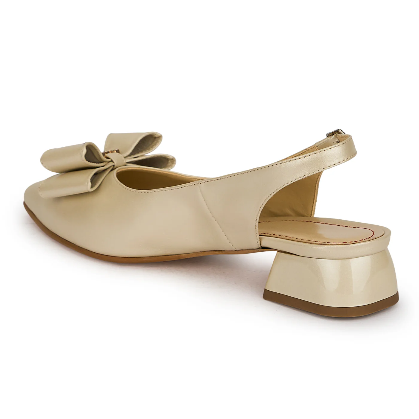 Pantofi dama din piele naturala bej sidef cu toc mic 3 cm 19907 - Image 2