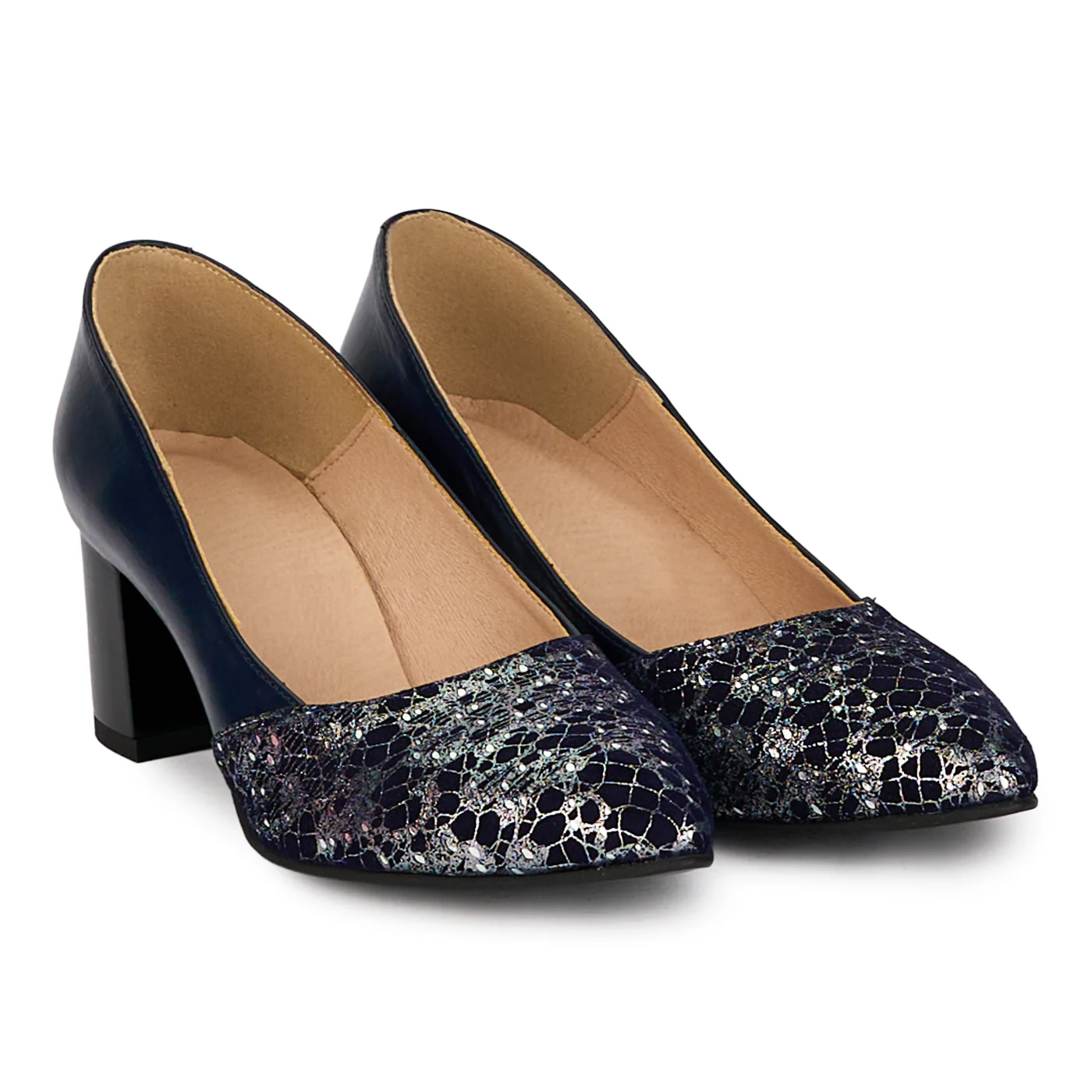 Pantofi dama din piele naturala belumarin cu toc gros 5.5 cm 18434 - Image 4