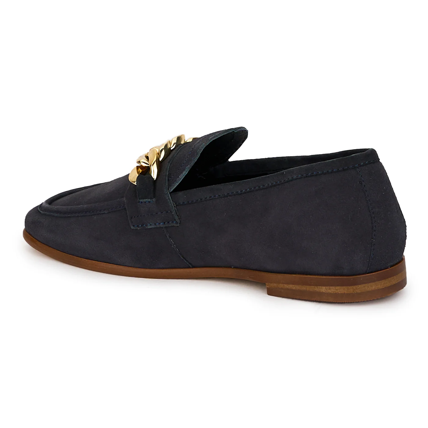 Pantofi dama din piele naturala bleumarin cu accesoriu metalic 18028 - Image 2