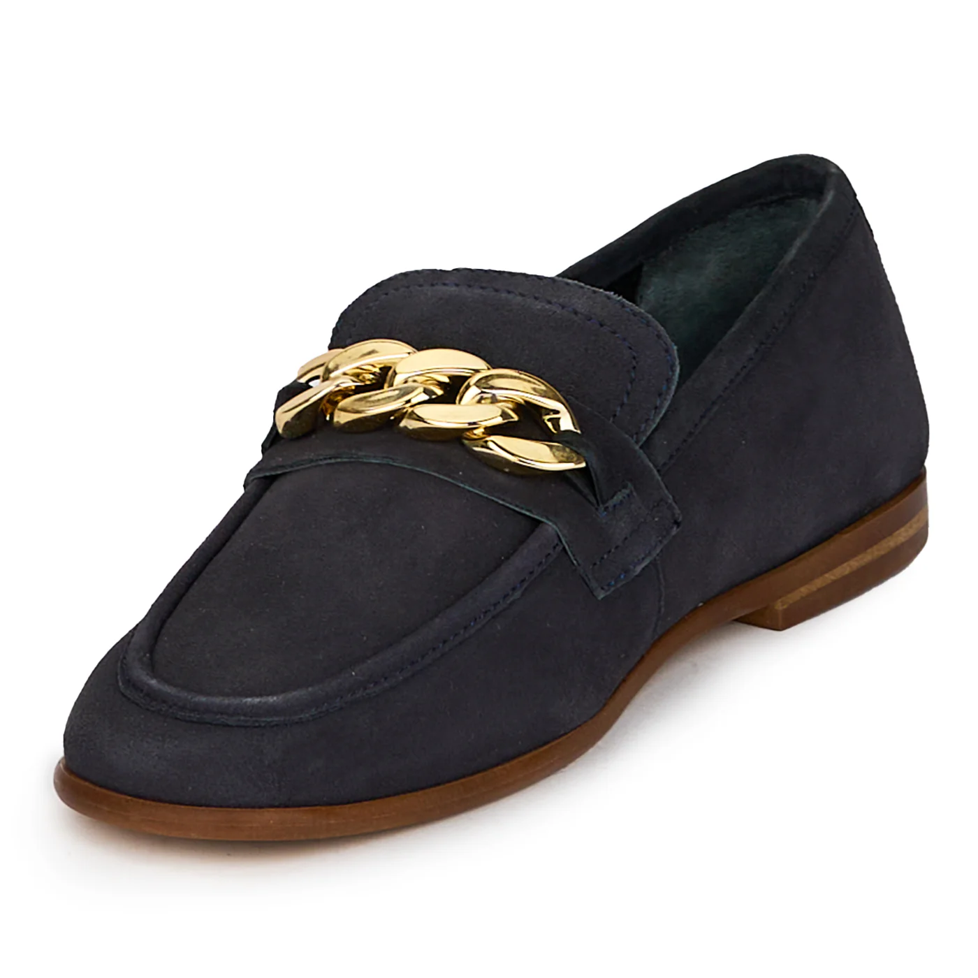 Pantofi dama din piele naturala bleumarin cu accesoriu metalic 18028 - Image 3