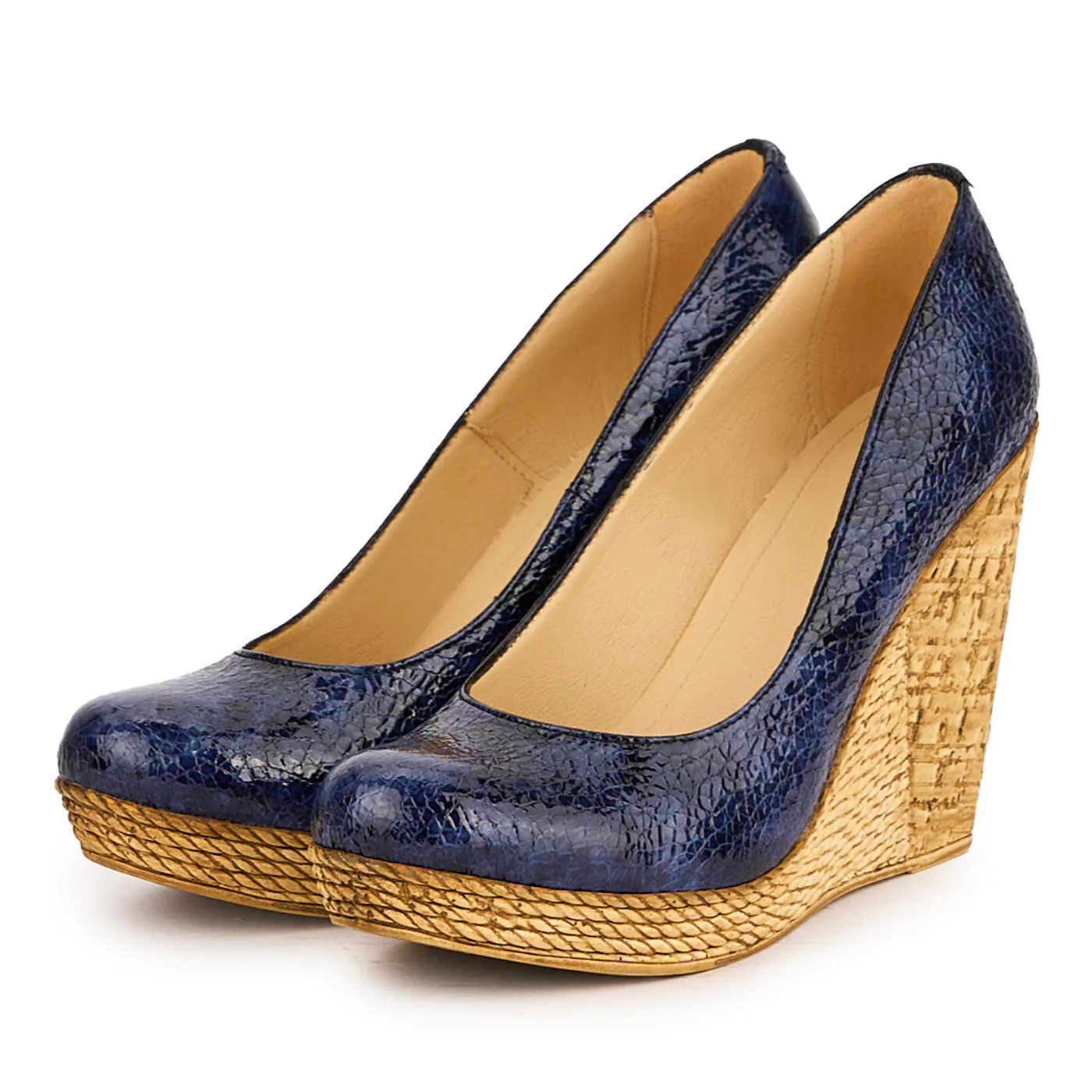 Pantofi dama din piele naturala bleumarin cu platforma 10.5 cm 16677 - Image 3