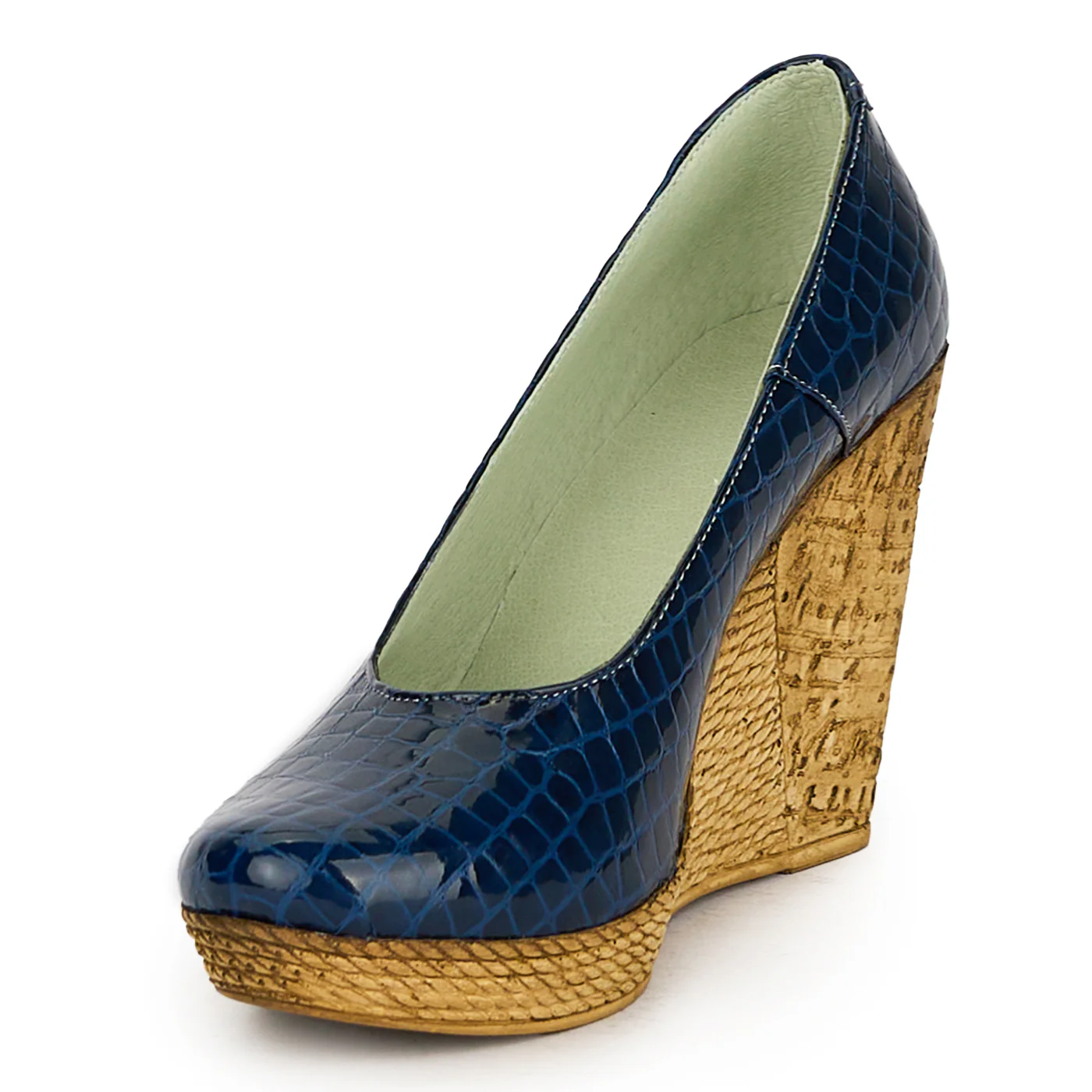 Pantofi dama din piele naturala bleumarin cu platforma 17551 - Image 3