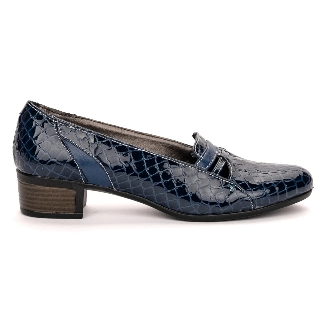 Pantofi dama din piele naturala bleumarin cu toc 3.5 cm 13432