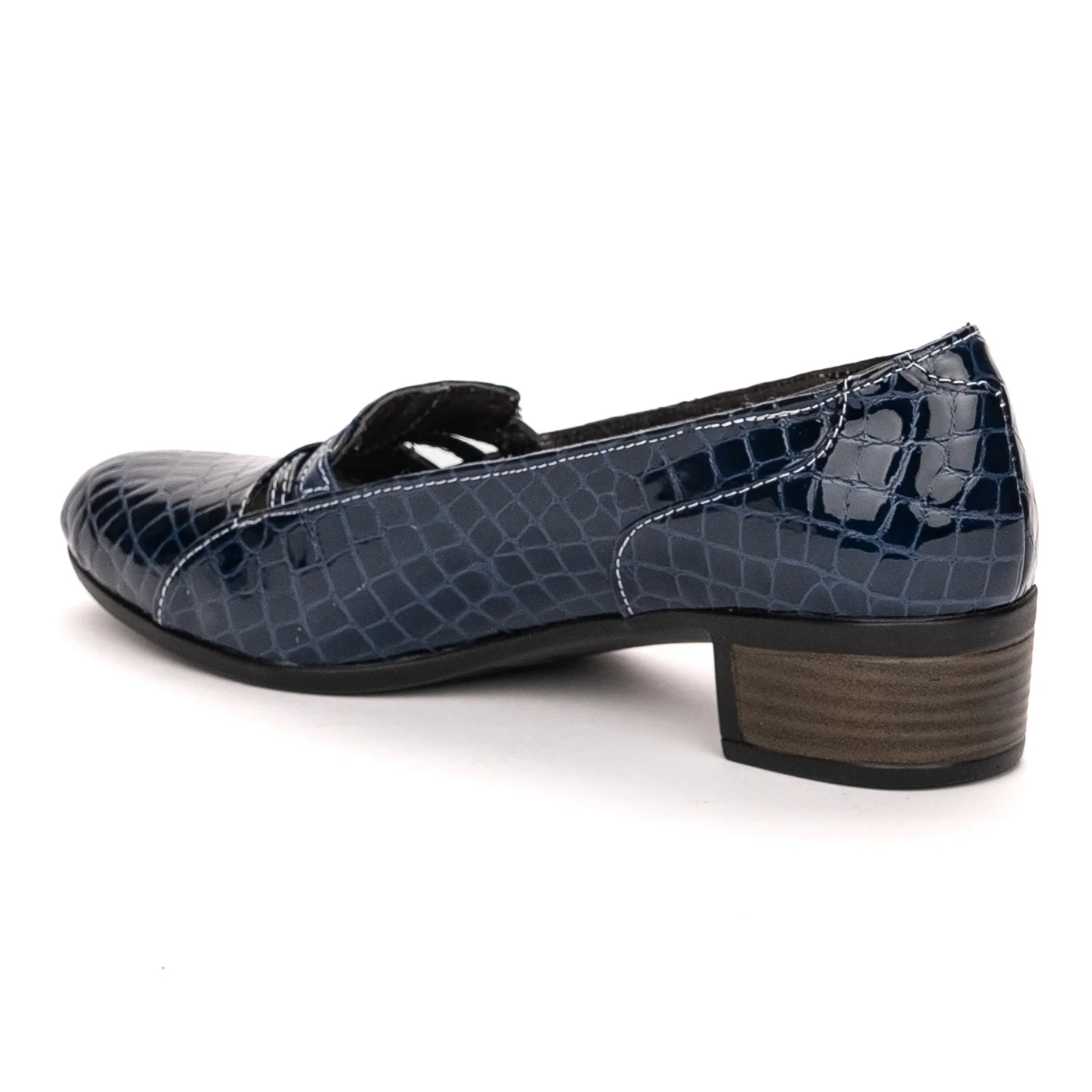 Pantofi dama din piele naturala bleumarin cu toc 3.5 cm 13432 - Image 2
