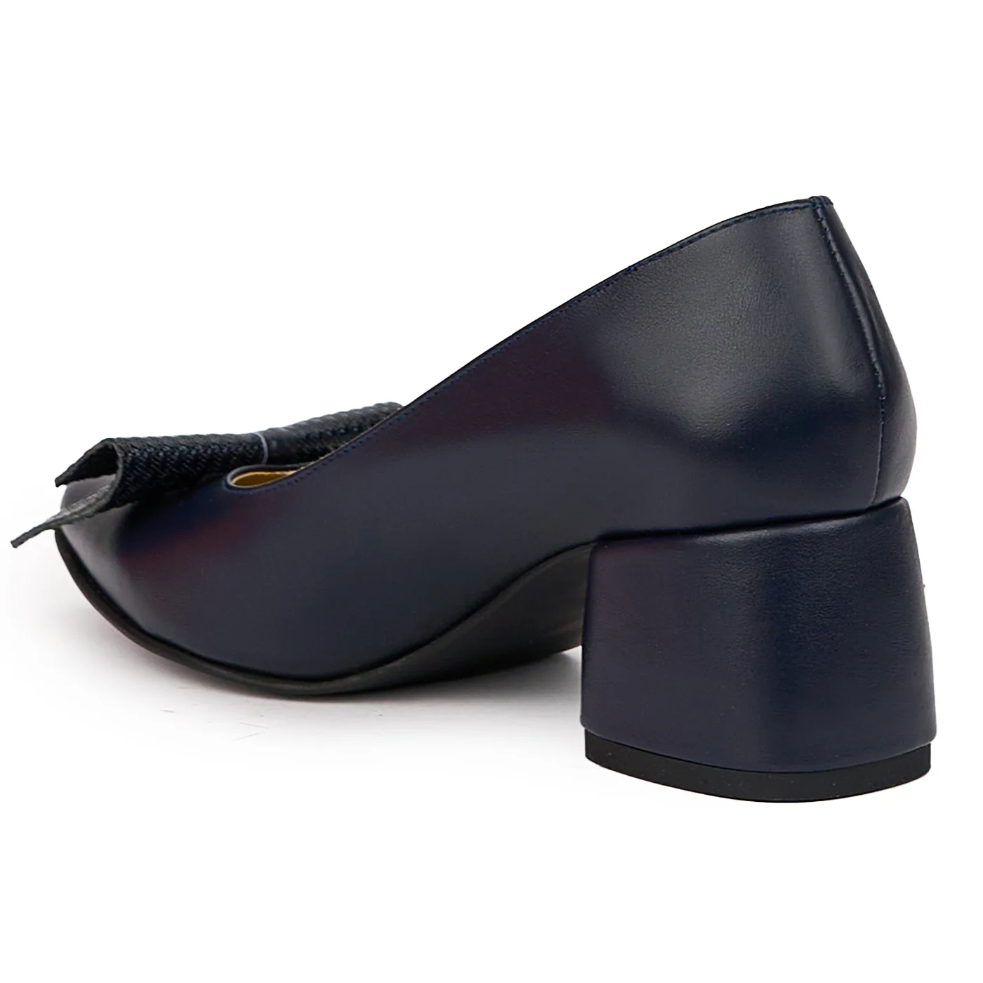 Pantofi dama din piele naturala bleumarin cu toc gros 5.5 cm 14417 - Image 2