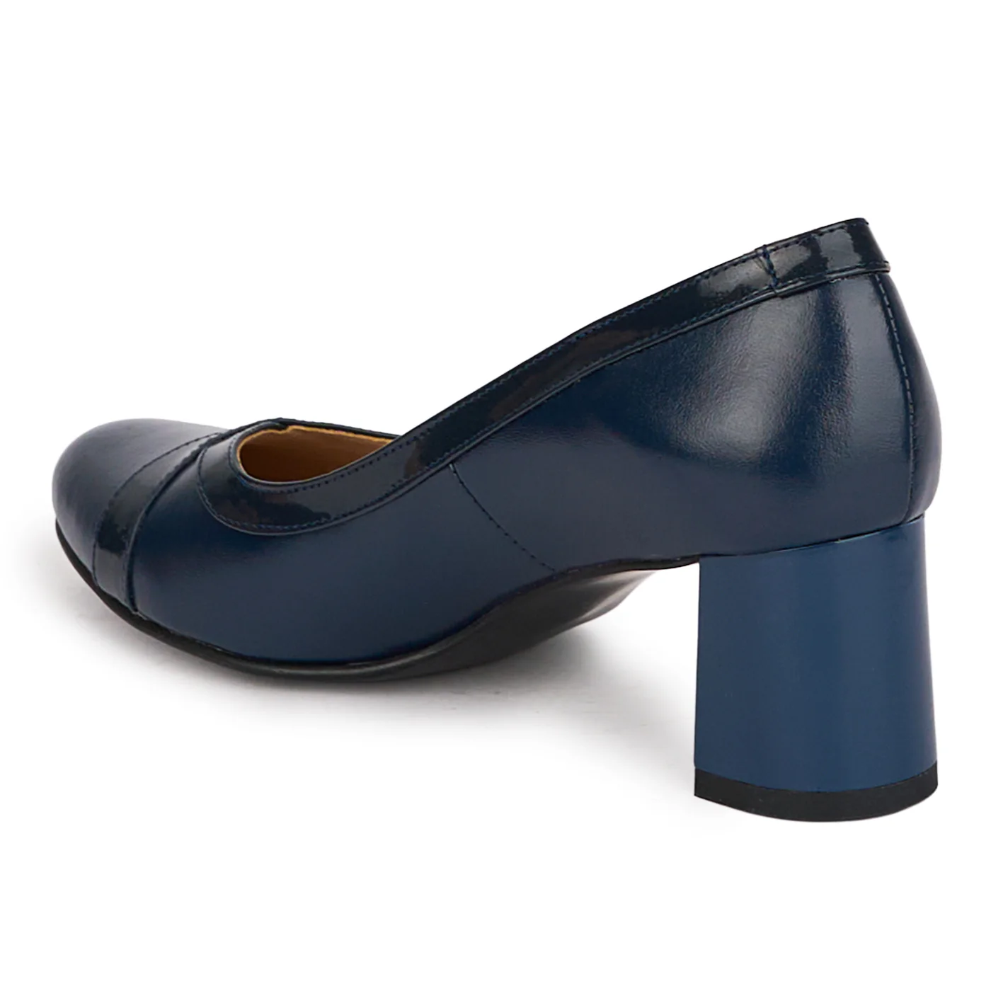 Pantofi dama din piele naturala bleumarin cu toc gros 5.5 cm 18550 - Image 2