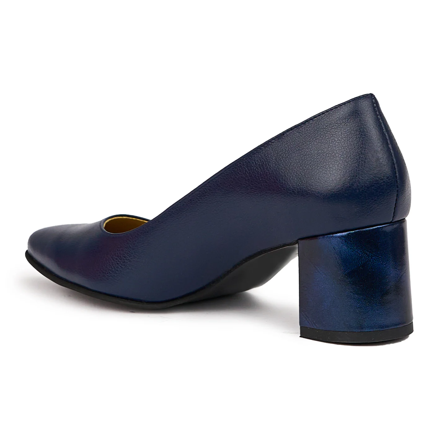Pantofi dama din piele naturala bleumarin cu toc gros 6 cm 14422 - Image 2