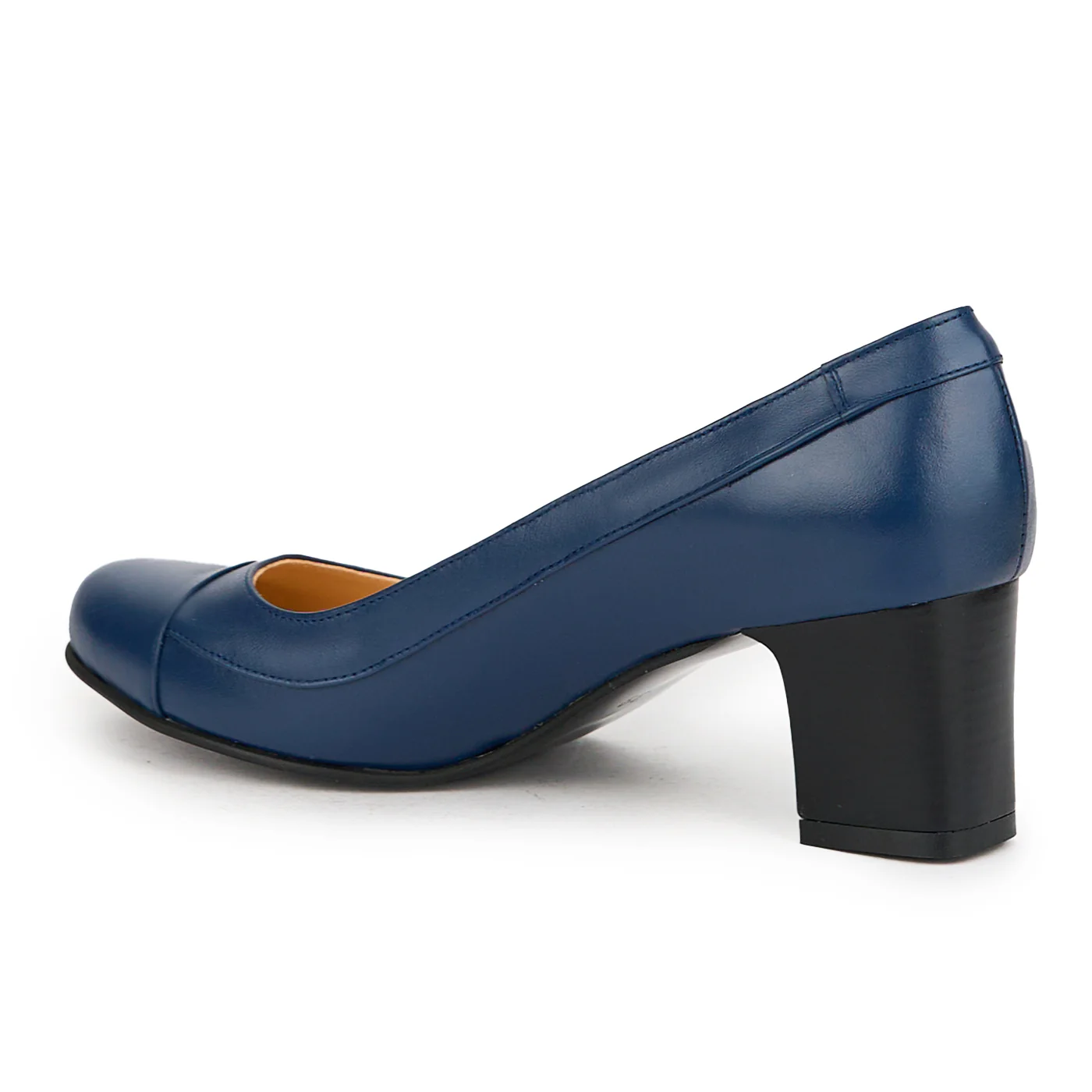 Pantofi dama din piele naturala bleumarin cu toc gros 6 cm  15086 - Image 2