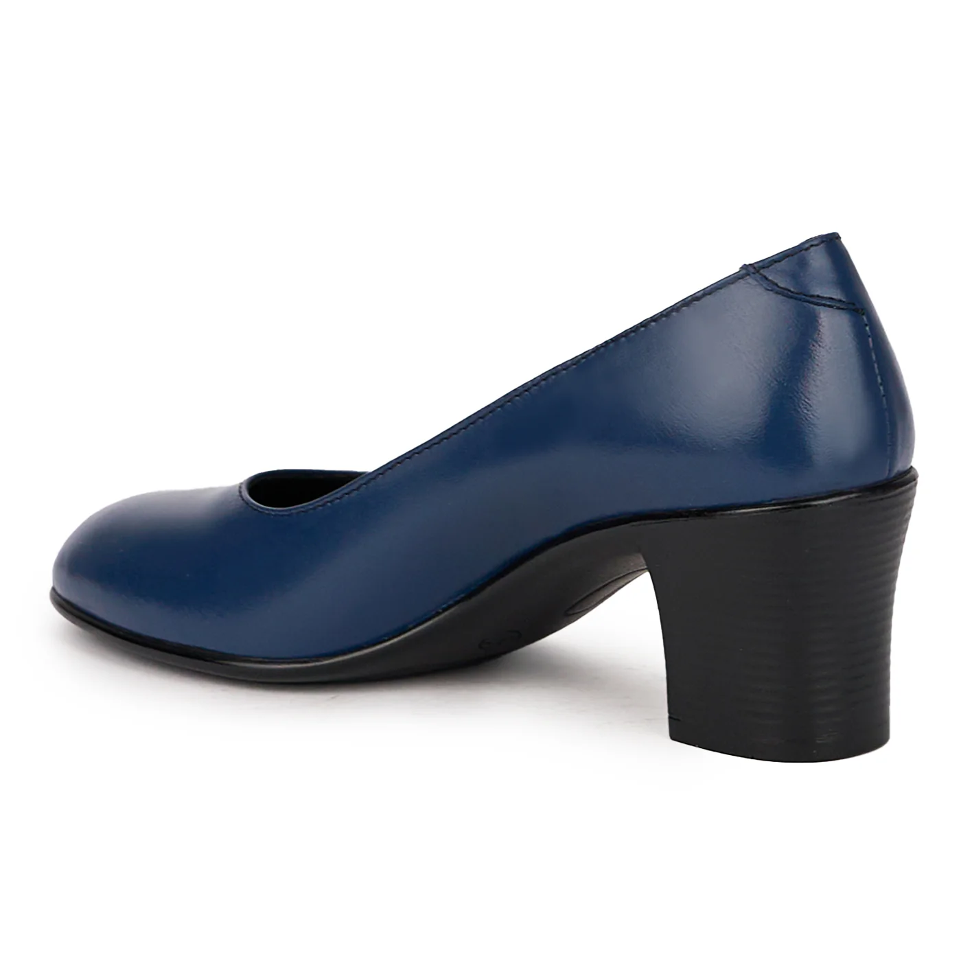 Pantofi dama din piele naturala bleumarin cu toc gros 6 cm 15992 - Image 2
