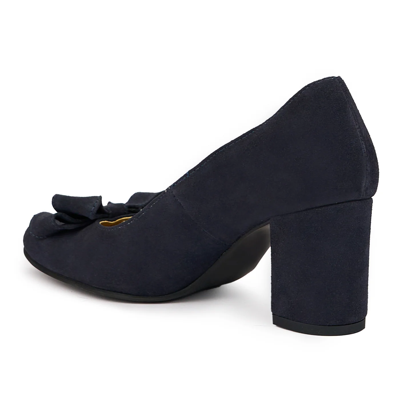 Pantofi dama din piele naturala bleumarin cu toc gros 7.5 cm 14276 - Image 2