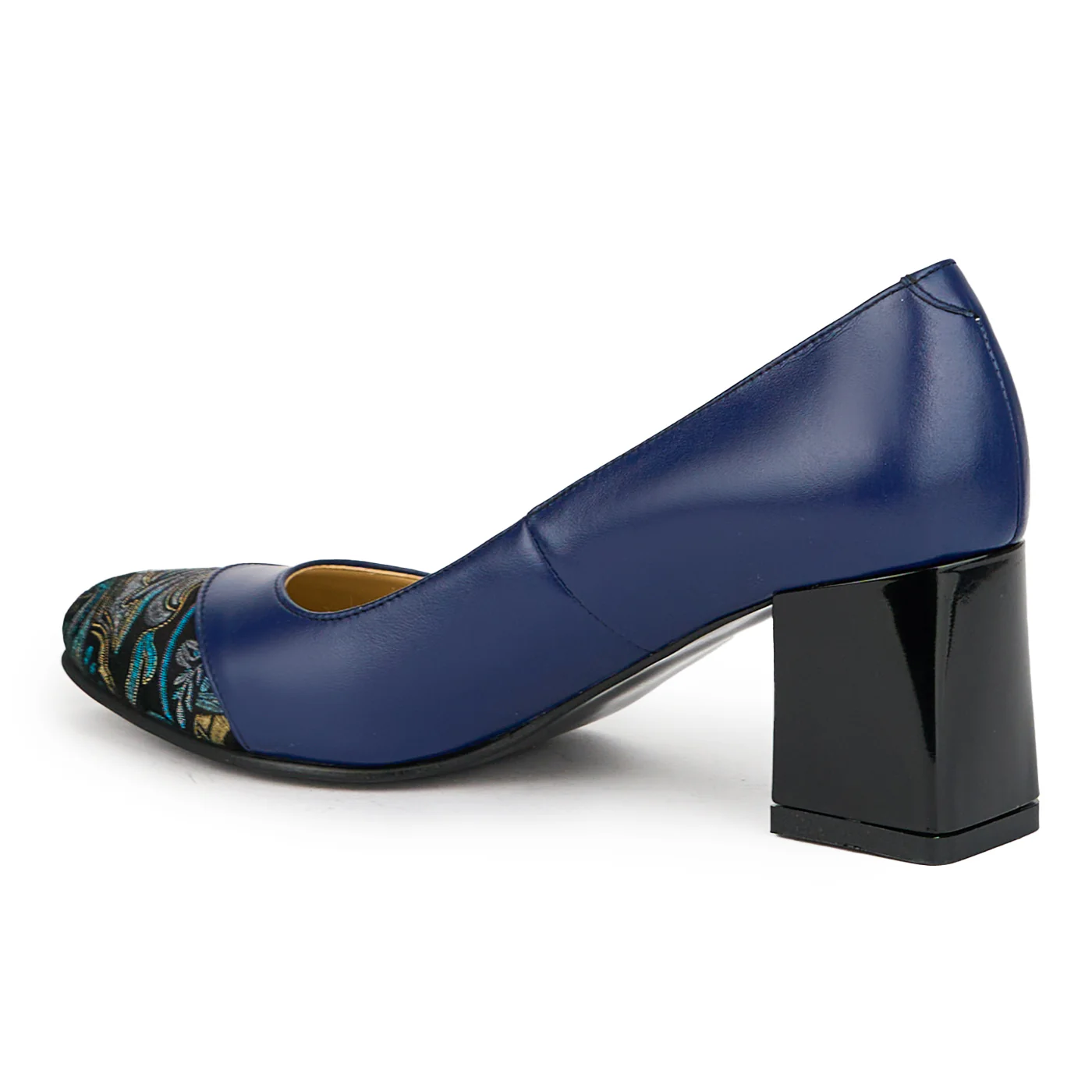 Pantofi dama din piele naturala bleumarin cu toc gros 7 cm 15028 - Image 2
