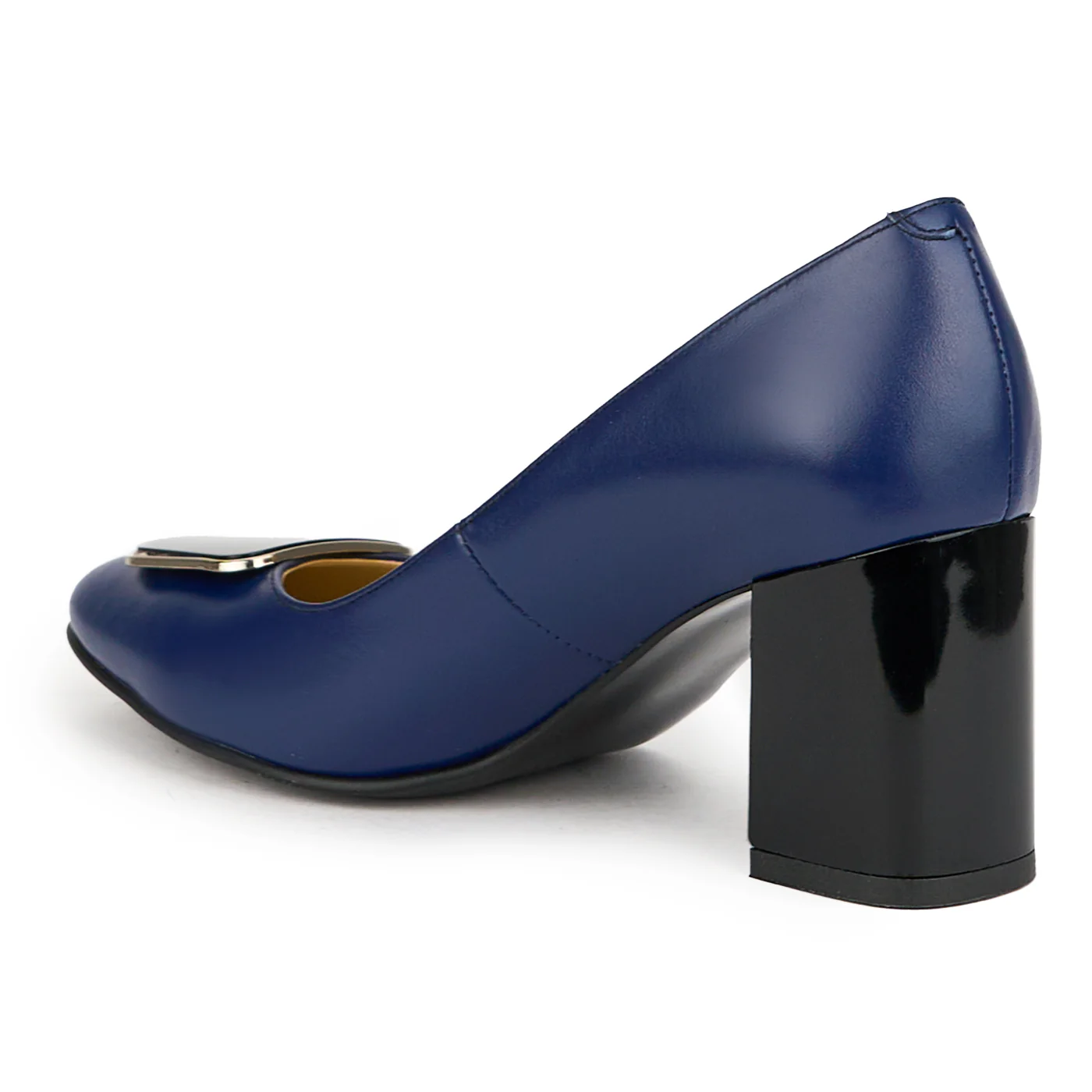 Pantofi dama din piele naturala bleumarin cu toc gros 7 cm 15045 - Image 2