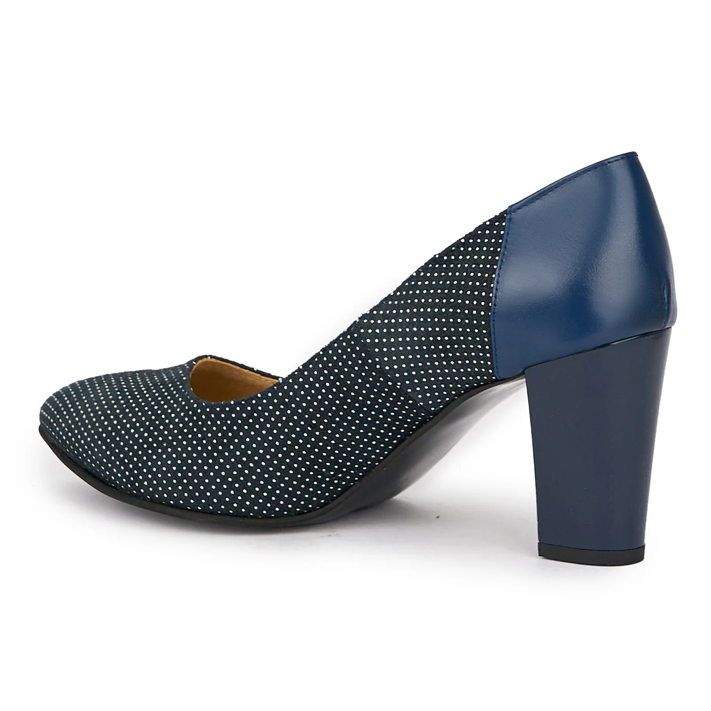 Pantofi dama din piele naturala bleumarin cu toc gros 8 cm 15492 - Image 2