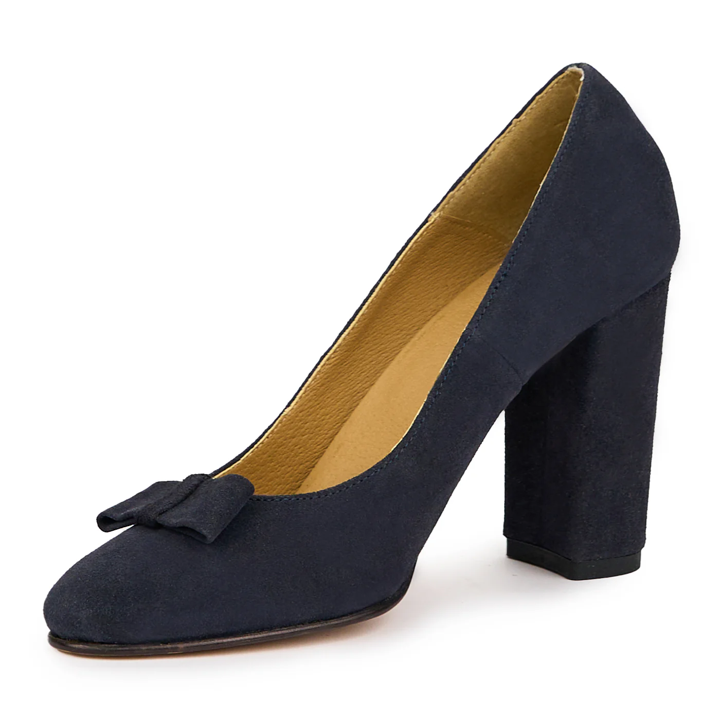 Pantofi dama din piele naturala bleumarin cu toc gros 9.5 cm 14277 - Image 3