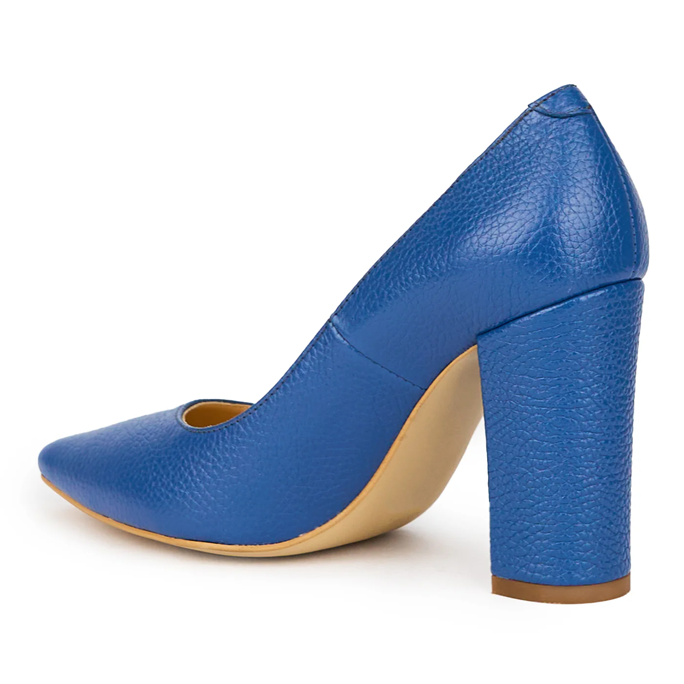 Pantofi dama din piele naturala bleumarin cu toc gros 9.5 cm 15452 - Image 2