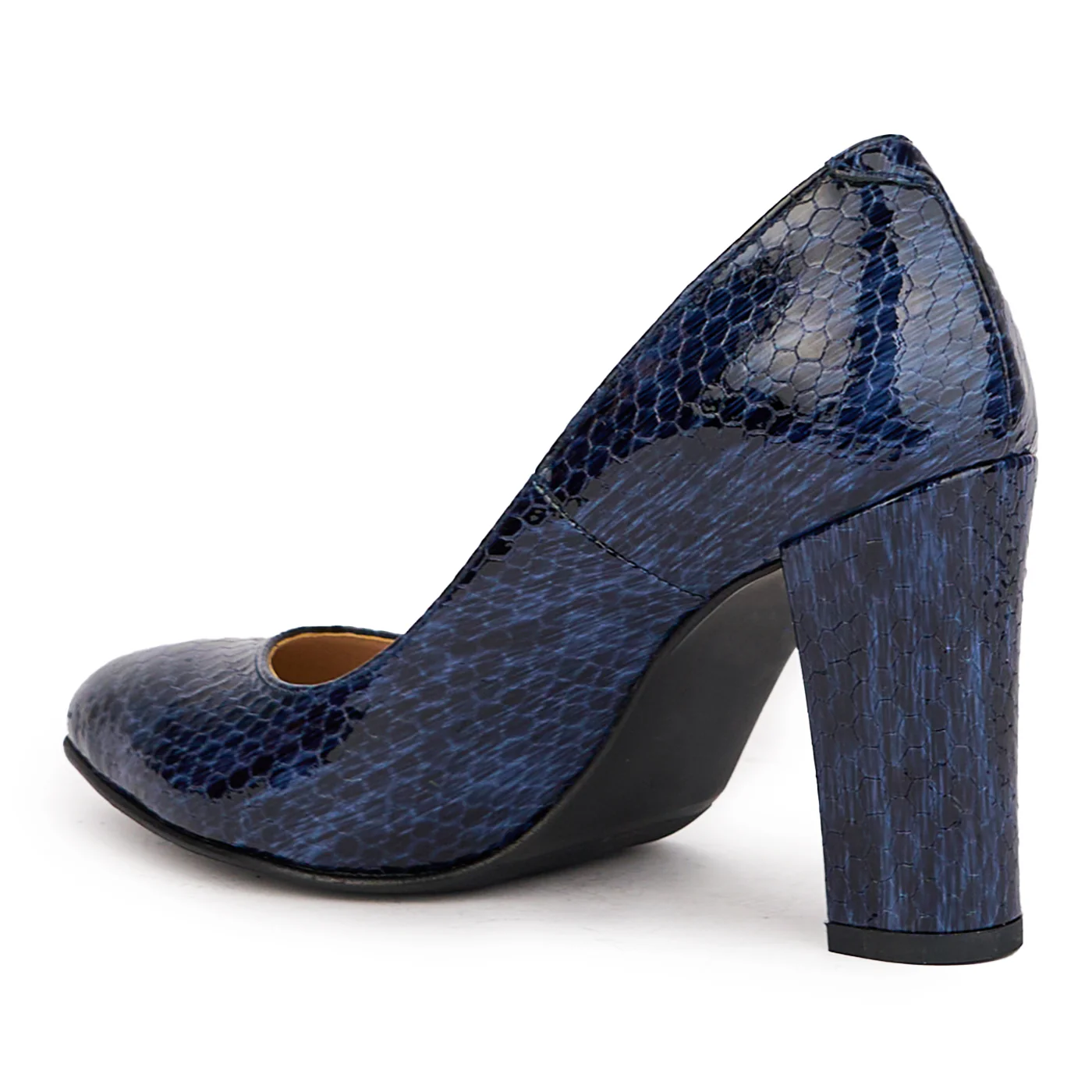 Pantofi dama din piele naturala bleumarin cu toc gros 9.5 cm 17160 - Image 2
