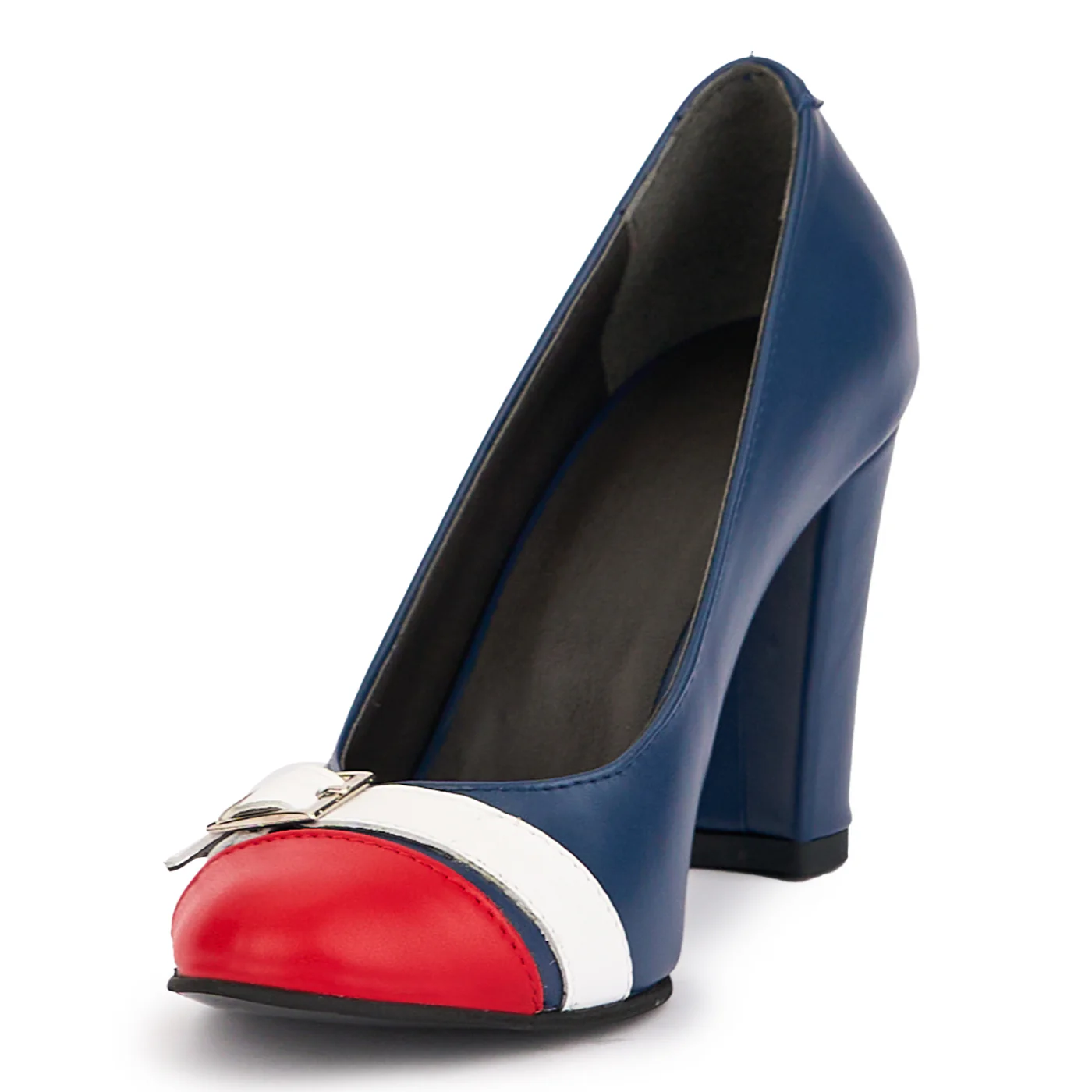 Pantofi dama din piele naturala bleumarin cu toc gros 9 cm 16938 - Image 3