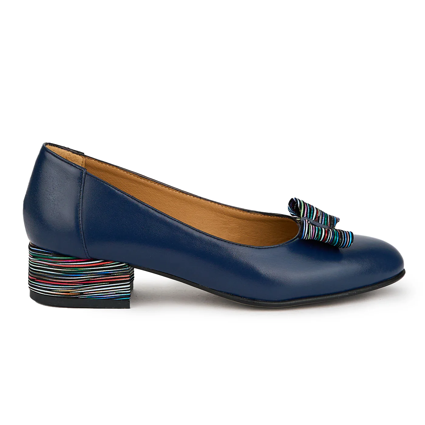 Pantofi dama din piele naturala bleumarin cu toc mic 3.5 cm 14991