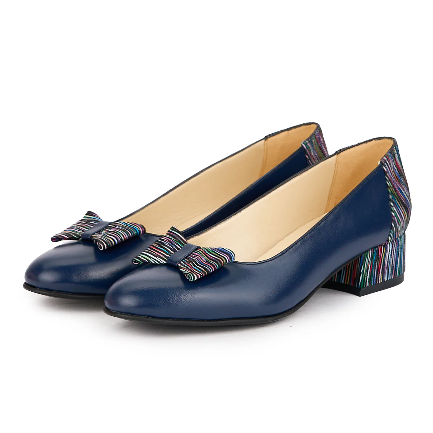 Pantofi dama din piele naturala bleumarin cu toc mic 3.5 cm 16236 - Image 3