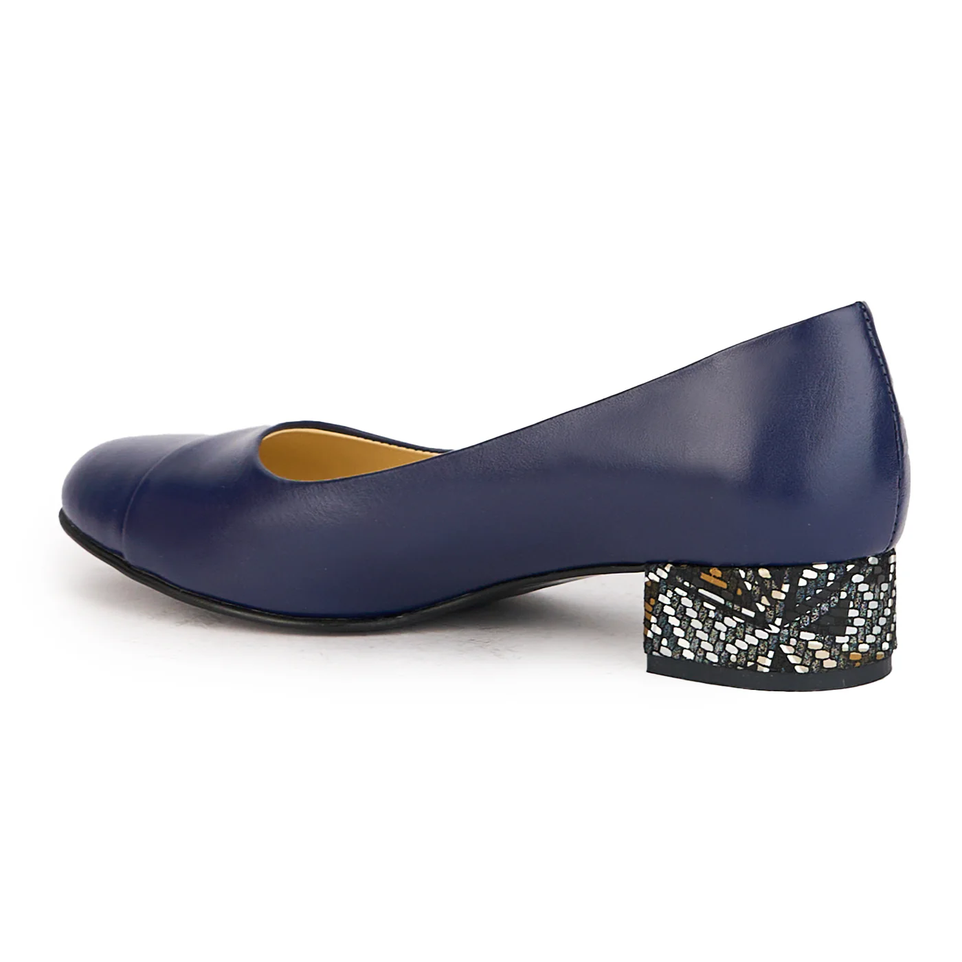 Pantofi dama din piele naturala bleumarin cu toc mic 3 cm 17162 - Image 2