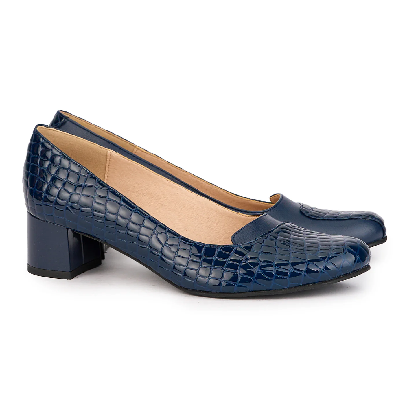 Pantofi dama din piele naturala bleumarin cu toc mic 4.5 cm 17116 - Image 4
