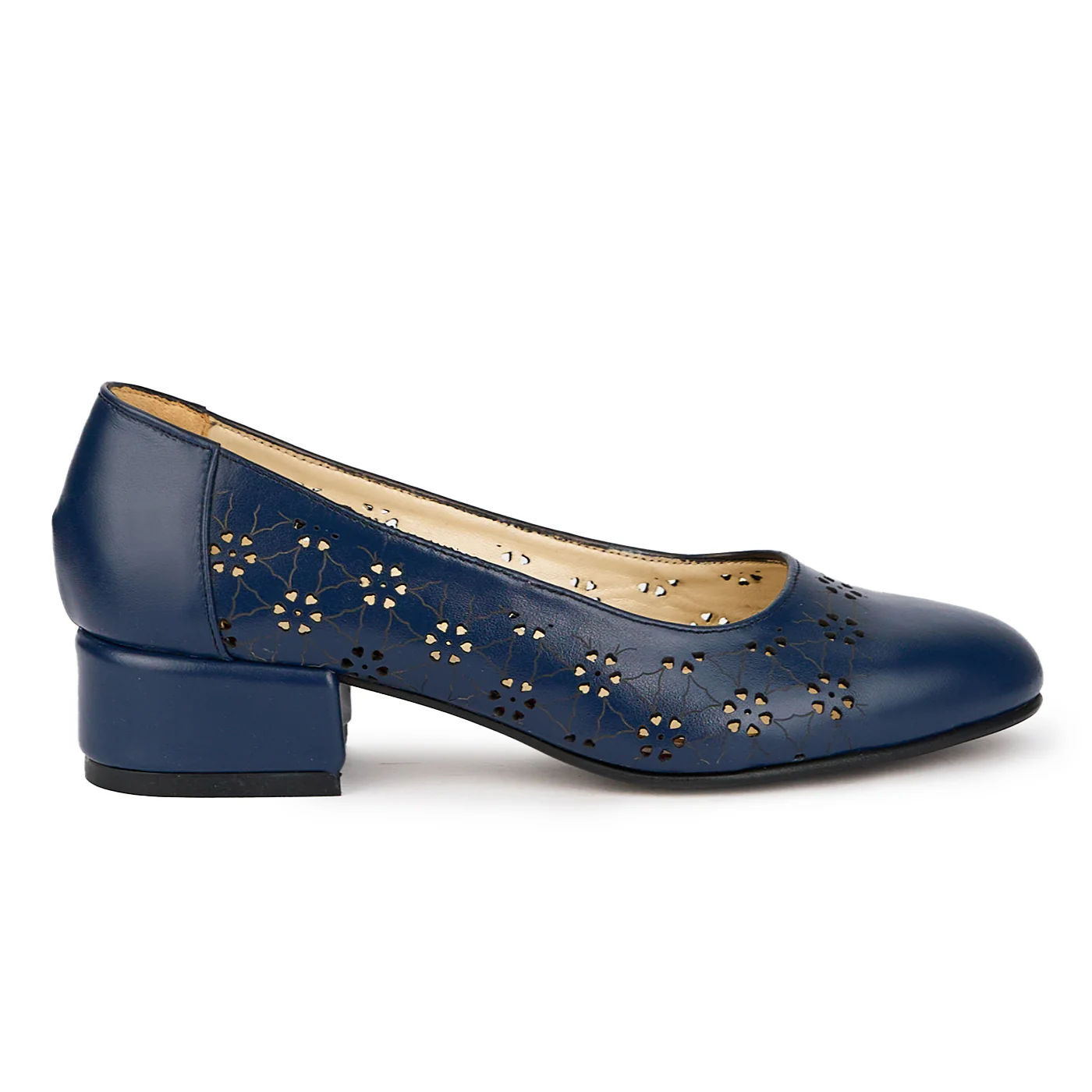 Pantofi dama din piele naturala bleumarin cu toc mic 4 cm 15868