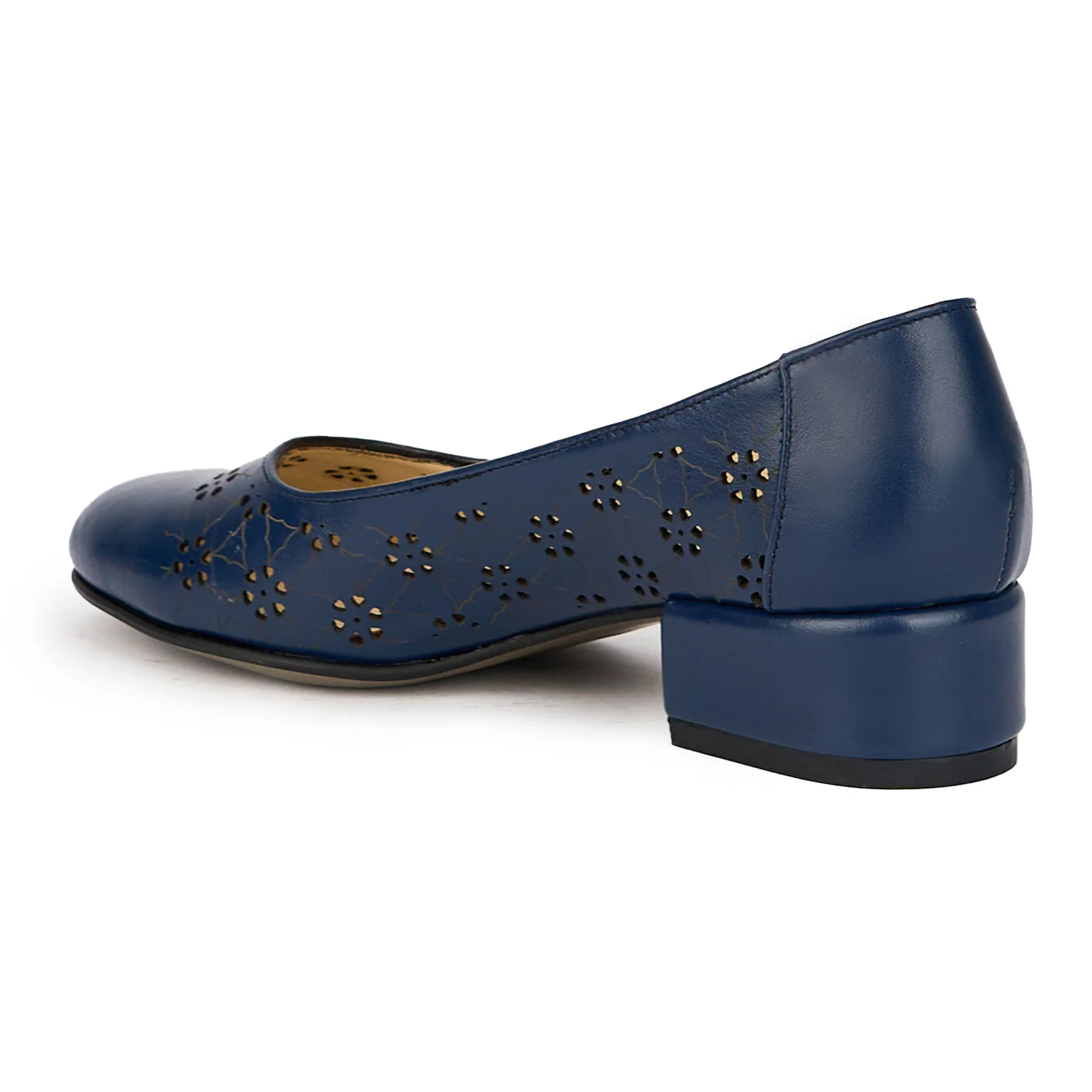 Pantofi dama din piele naturala bleumarin cu toc mic 4 cm 15868 - Image 2