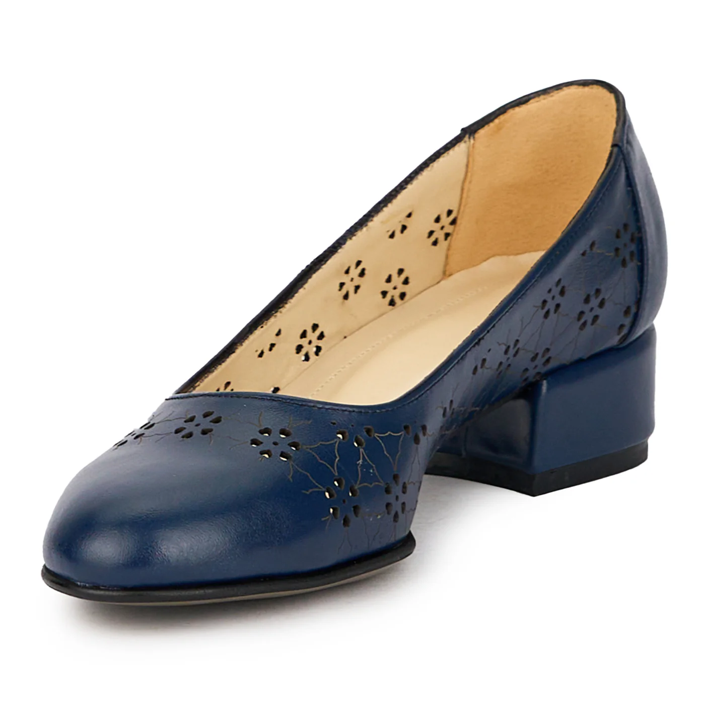 Pantofi dama din piele naturala bleumarin cu toc mic 4 cm 15868 - Image 3