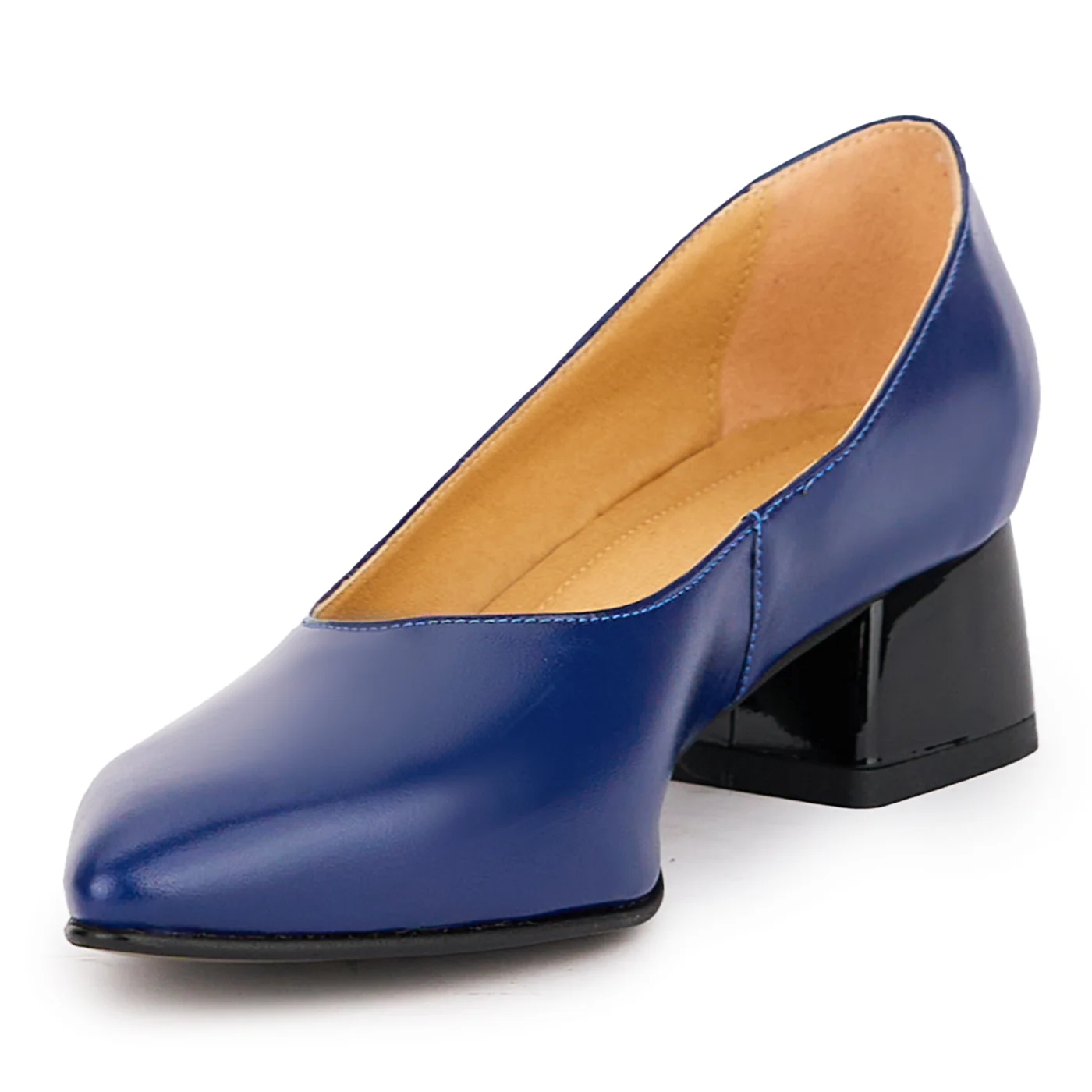 Pantofi dama din piele naturala bleumarin cu toc mic 4 cm 16960 - Image 3