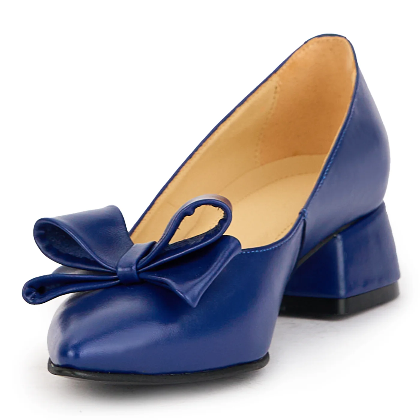 Pantofi dama din piele naturala bleumarin cu toc mic 4 cm 17191 - Image 3