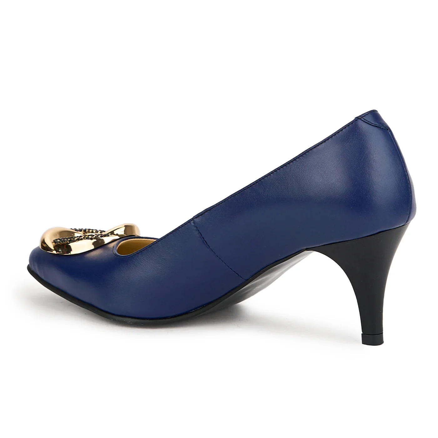 Pantofi dama din piele naturala bleumarin cu toc subtire 7 cm 15110 - Image 2