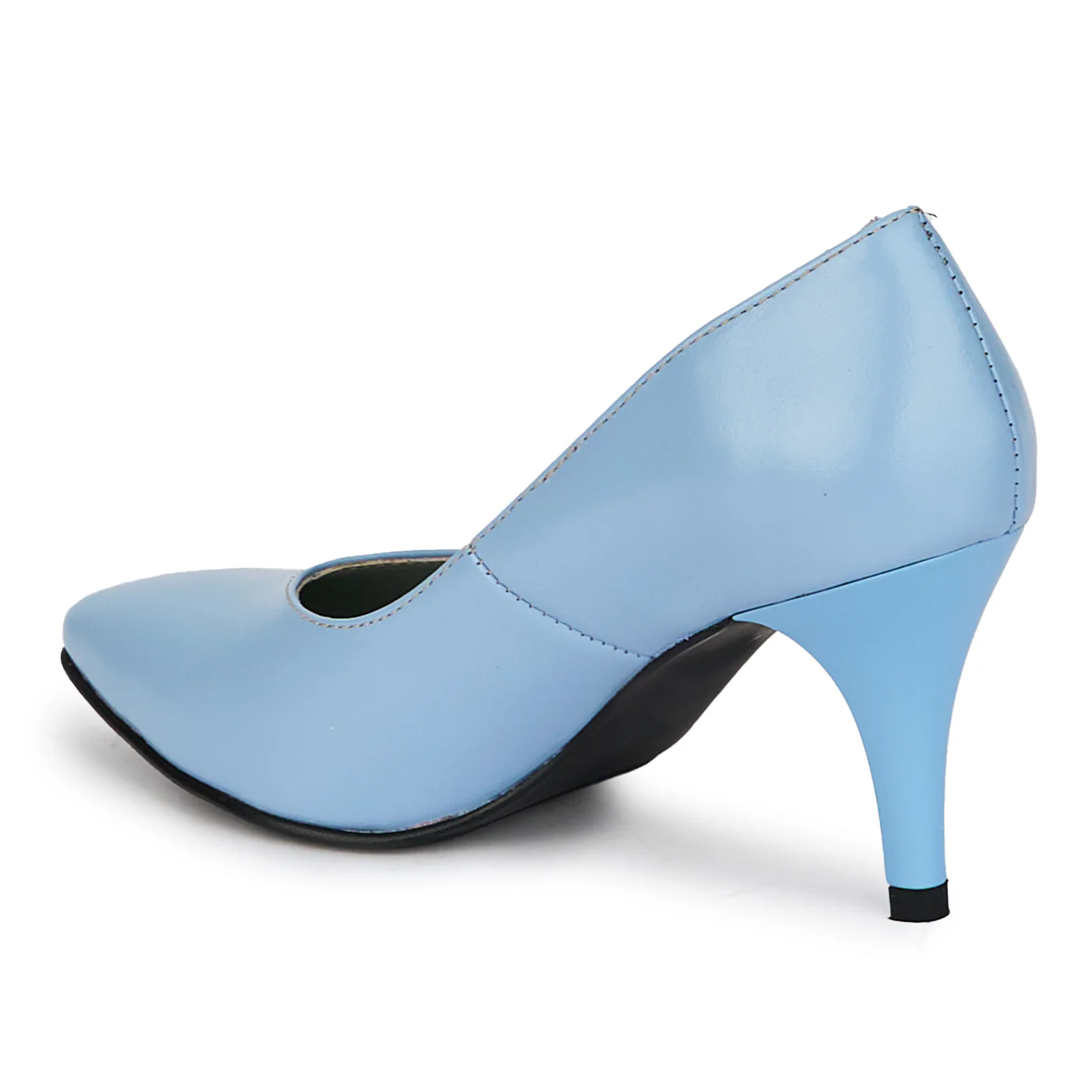 Pantofi dama din piele naturala albastra cu toc subtire 8 cm 18123 - Image 2