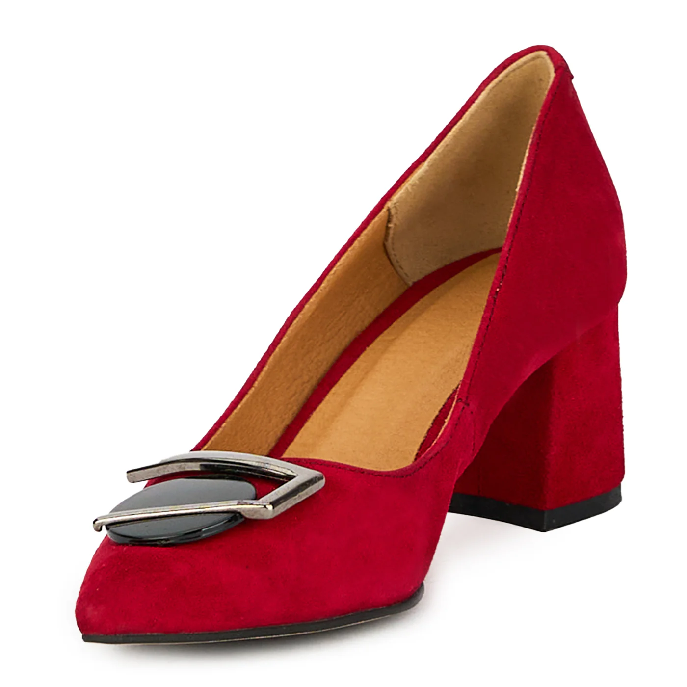 Pantofi dama din piele naturala bordo cu toc gros 6 cm 17567 - Image 3