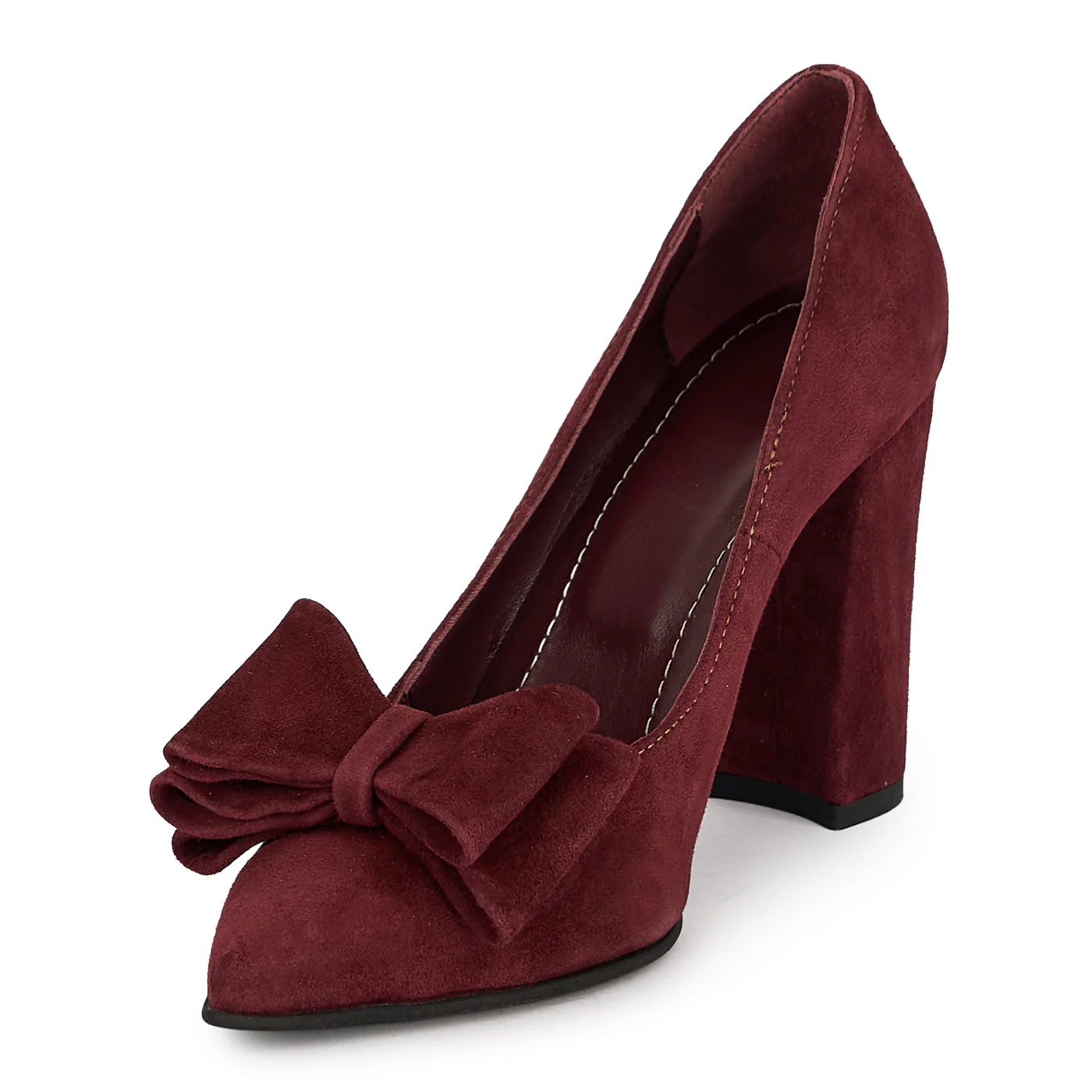 Pantofi damă din piele naturală bordo cu toc gros 9.5 cm 19575 - Image 3