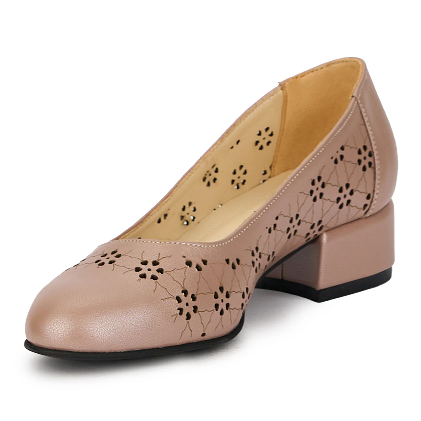 Pantofi dama din piele naturala cafeniu sidef cu toc mic  4 cm 15869 - Image 3