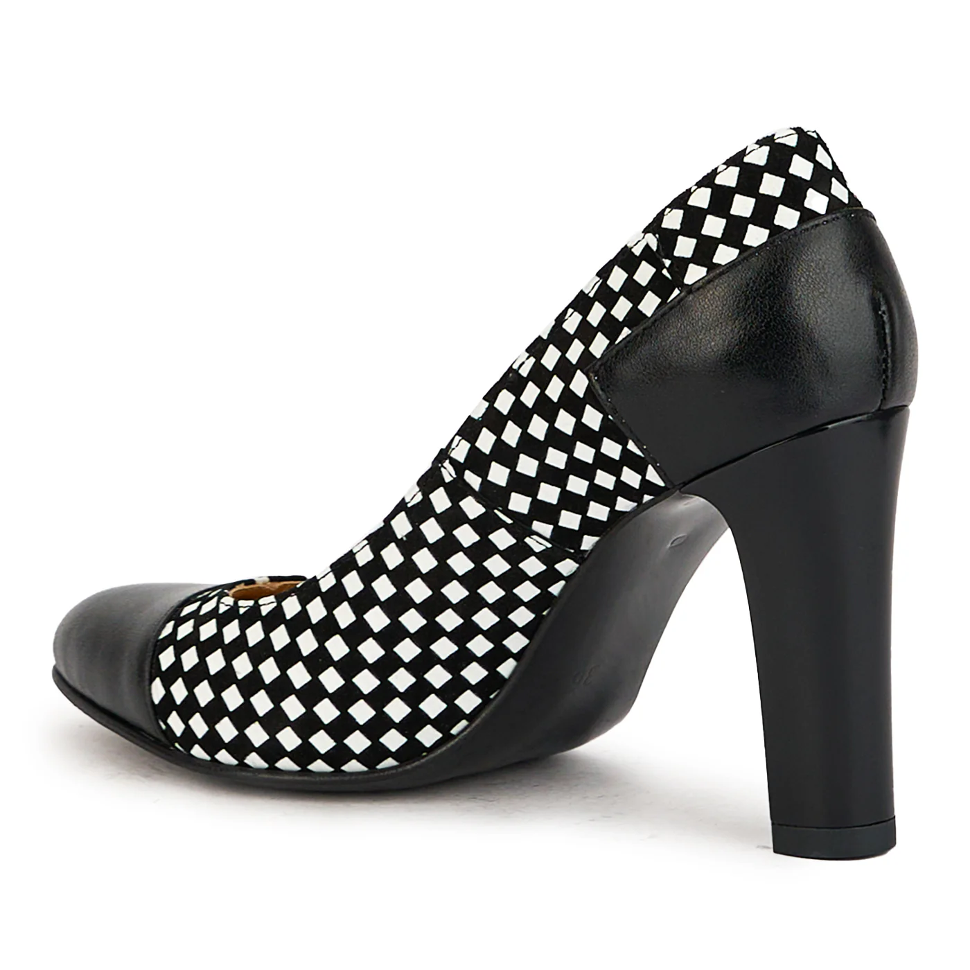 Pantofi dama din piele naturala carouri cu toc 9 cm 17399 - Image 2