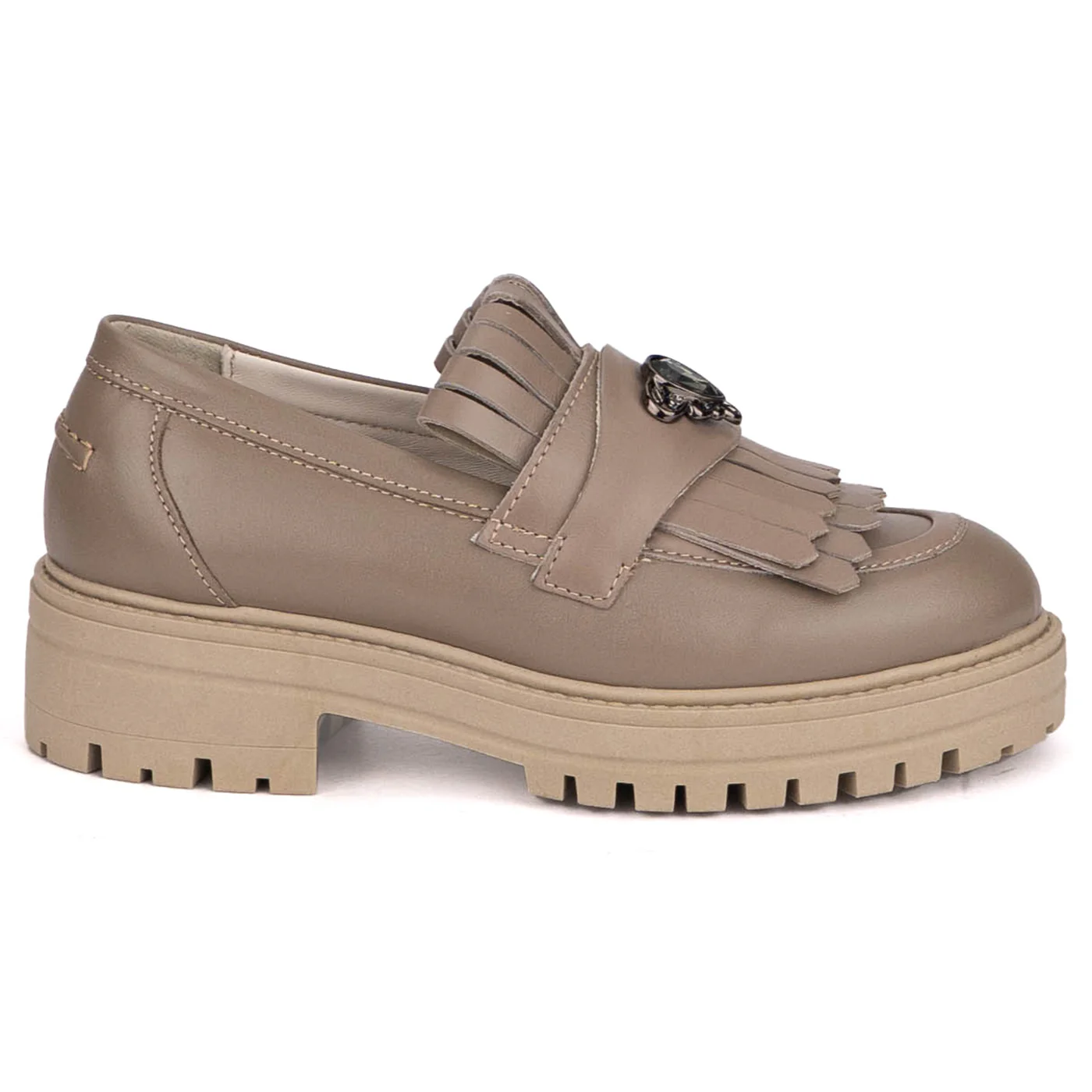 Pantofi dama din piele naturala bej 13501