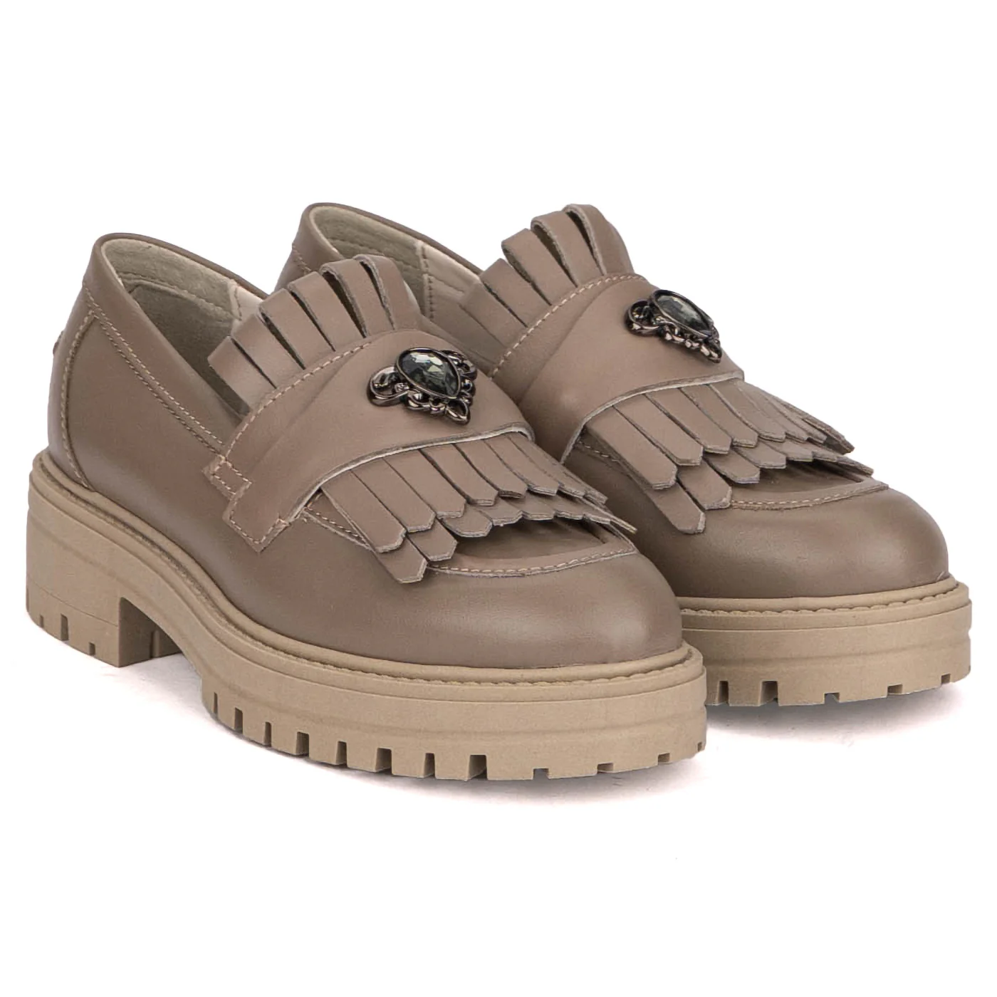 Pantofi dama din piele naturala bej 13501 - Image 4