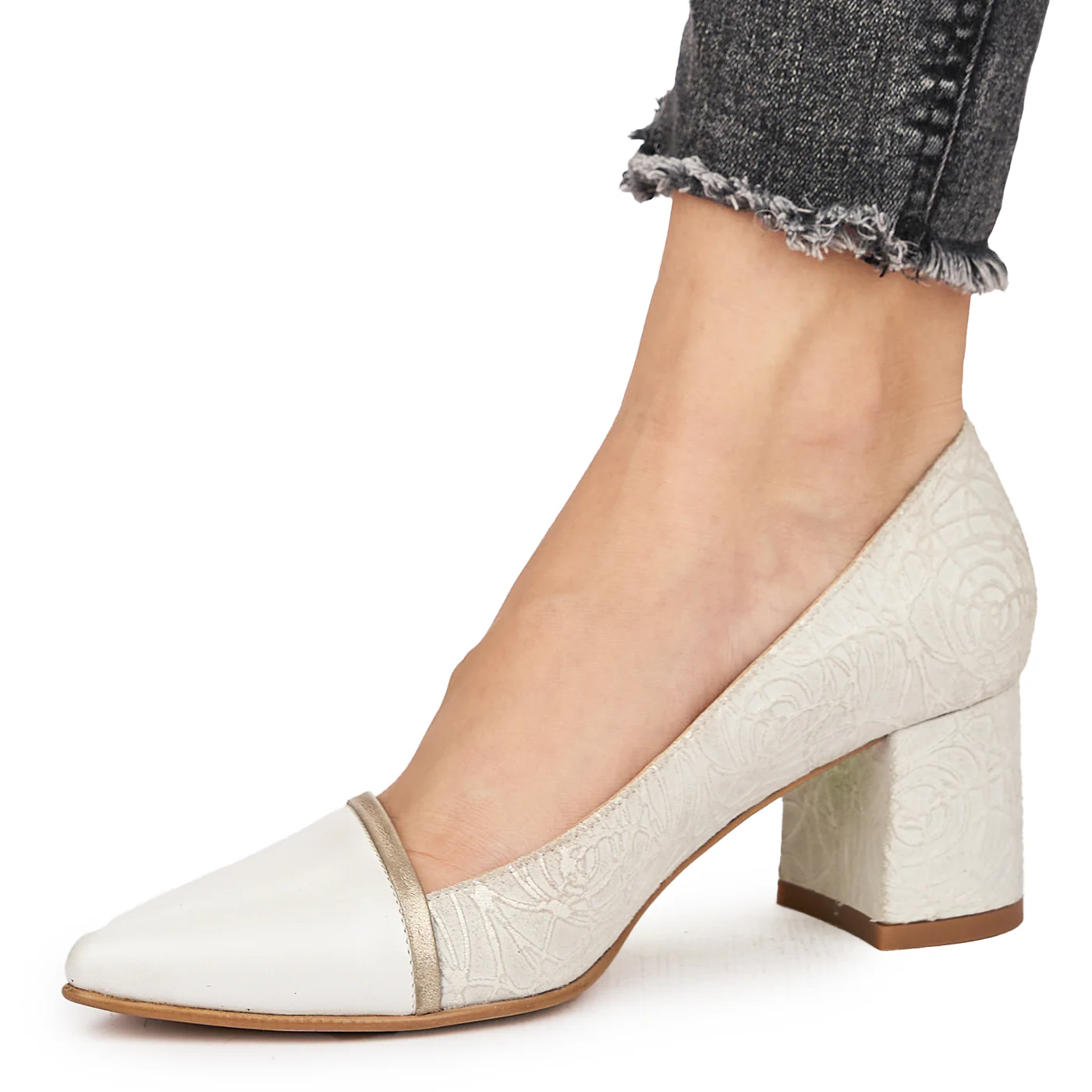 Pantofi dama din piele naturala crem 9143 - Image 4