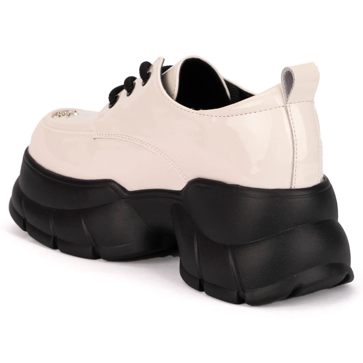 Pantofi dama din piele naturala crem cu talpa inalta 6 cm 18785 - Image 2